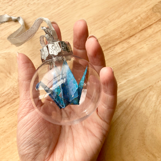 Origami Christmas Bulb Ornament Blue