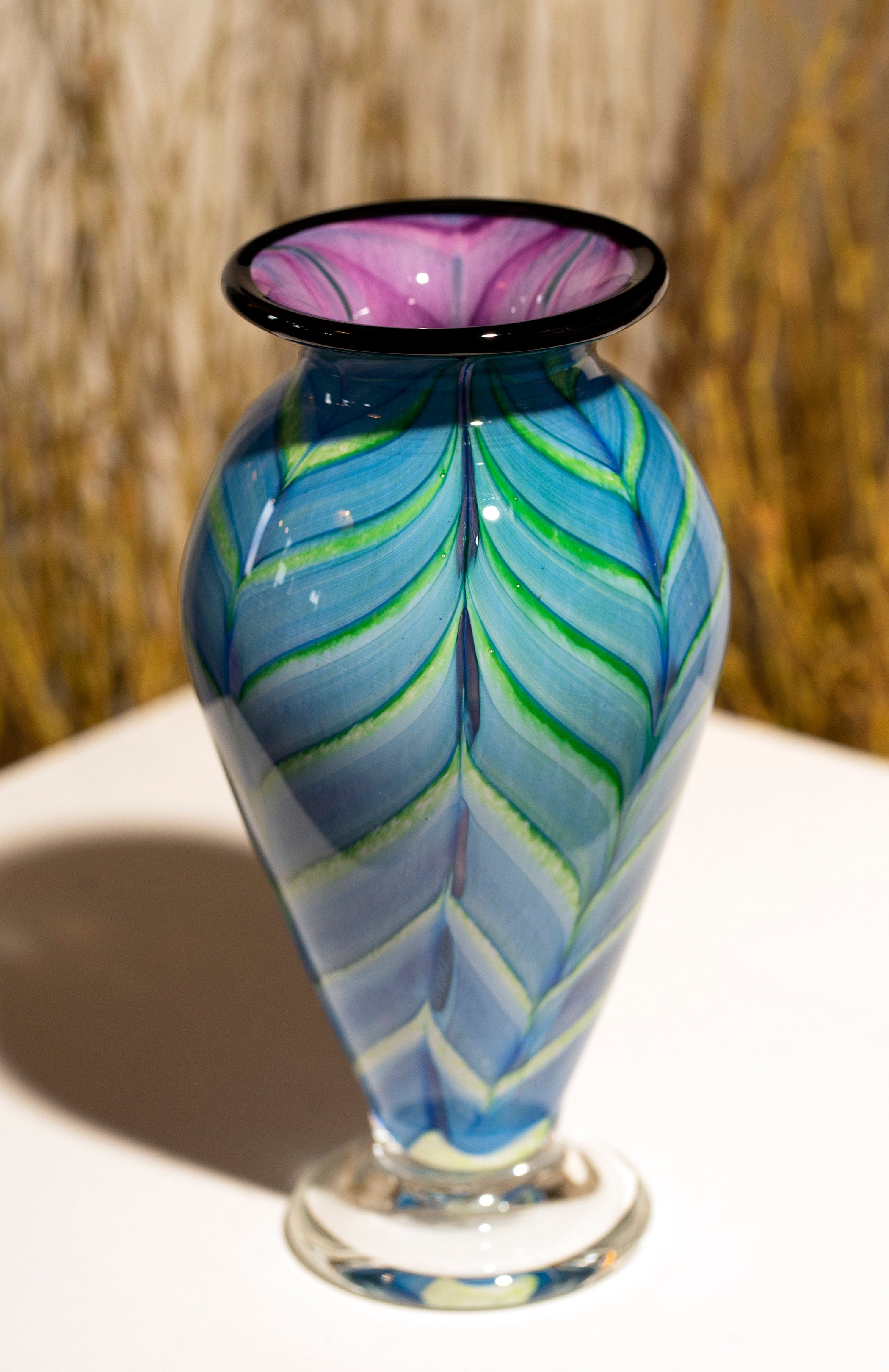 Feathered Vase - Blue/Green/Lavender 7"