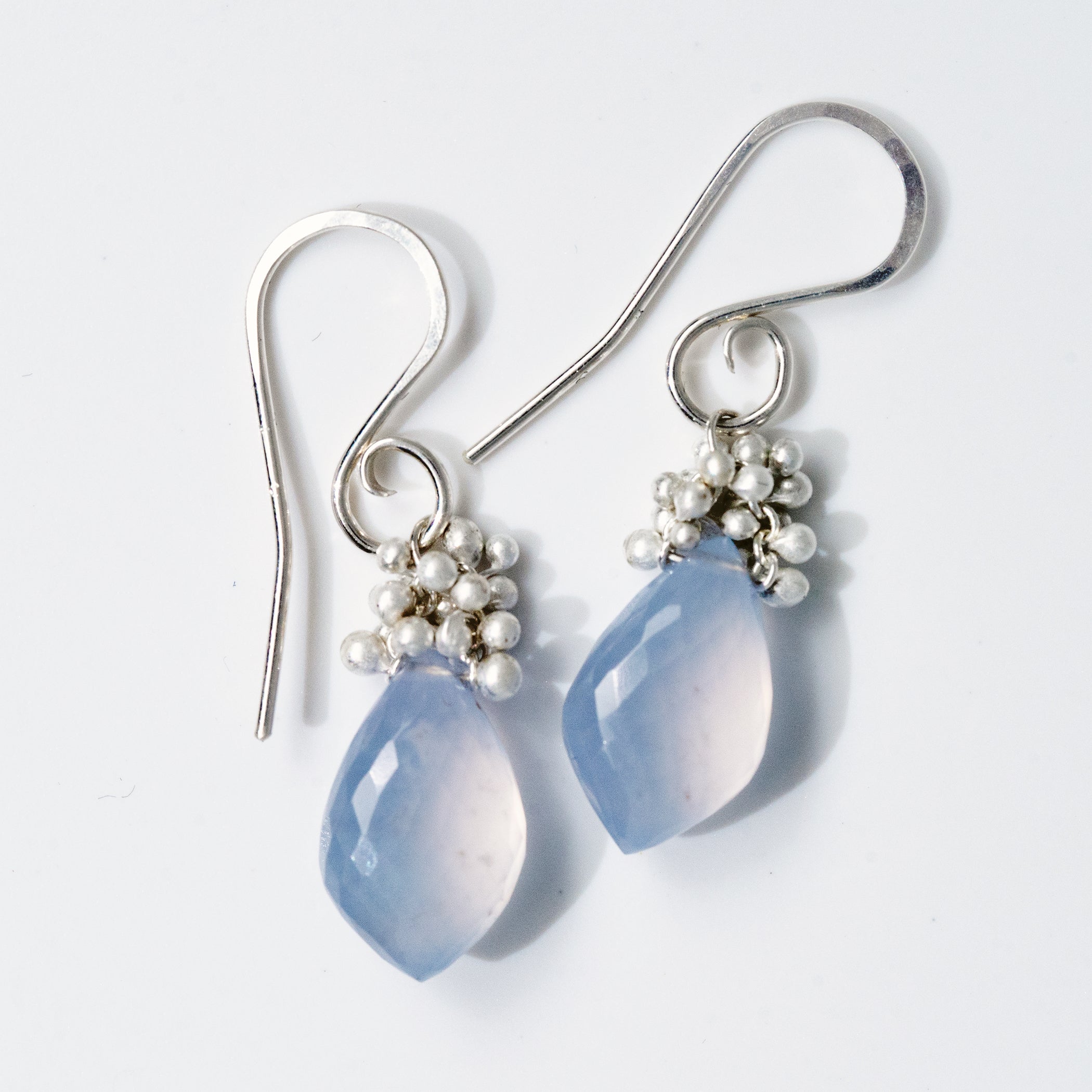 Chalcedony Caviar Dew Drop Earrings