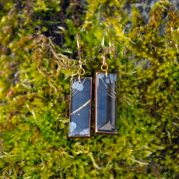 Charcoal Tansy Rectangle Earrings
