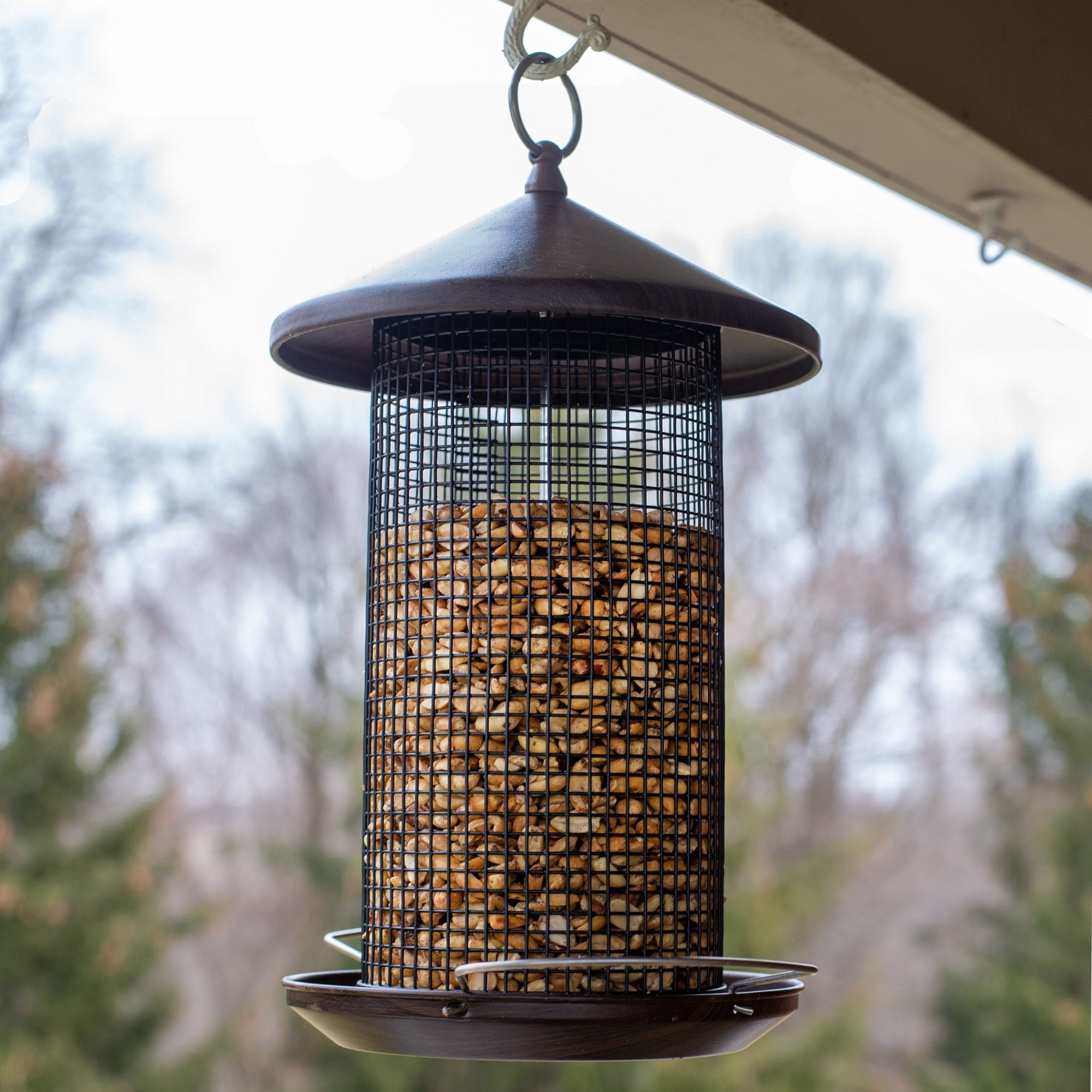 Cherry Woodgrain Finish Heavy Duty Mesh Metal 3 Lb. Bird Feeder