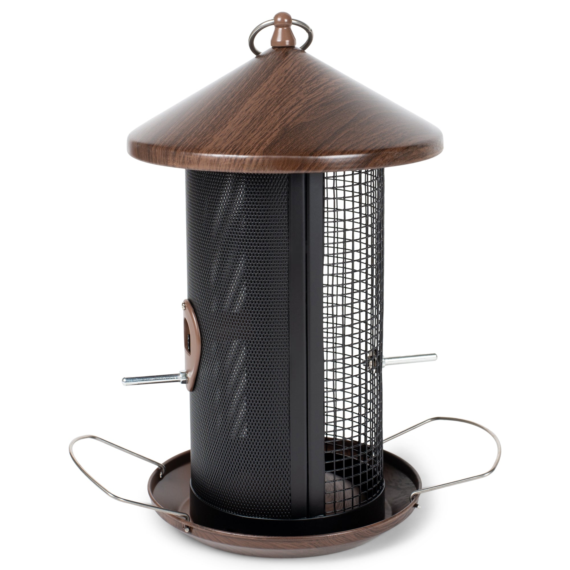 Cherry Woodgrain Heavy Duty Mesh Metal Bird Feeder
