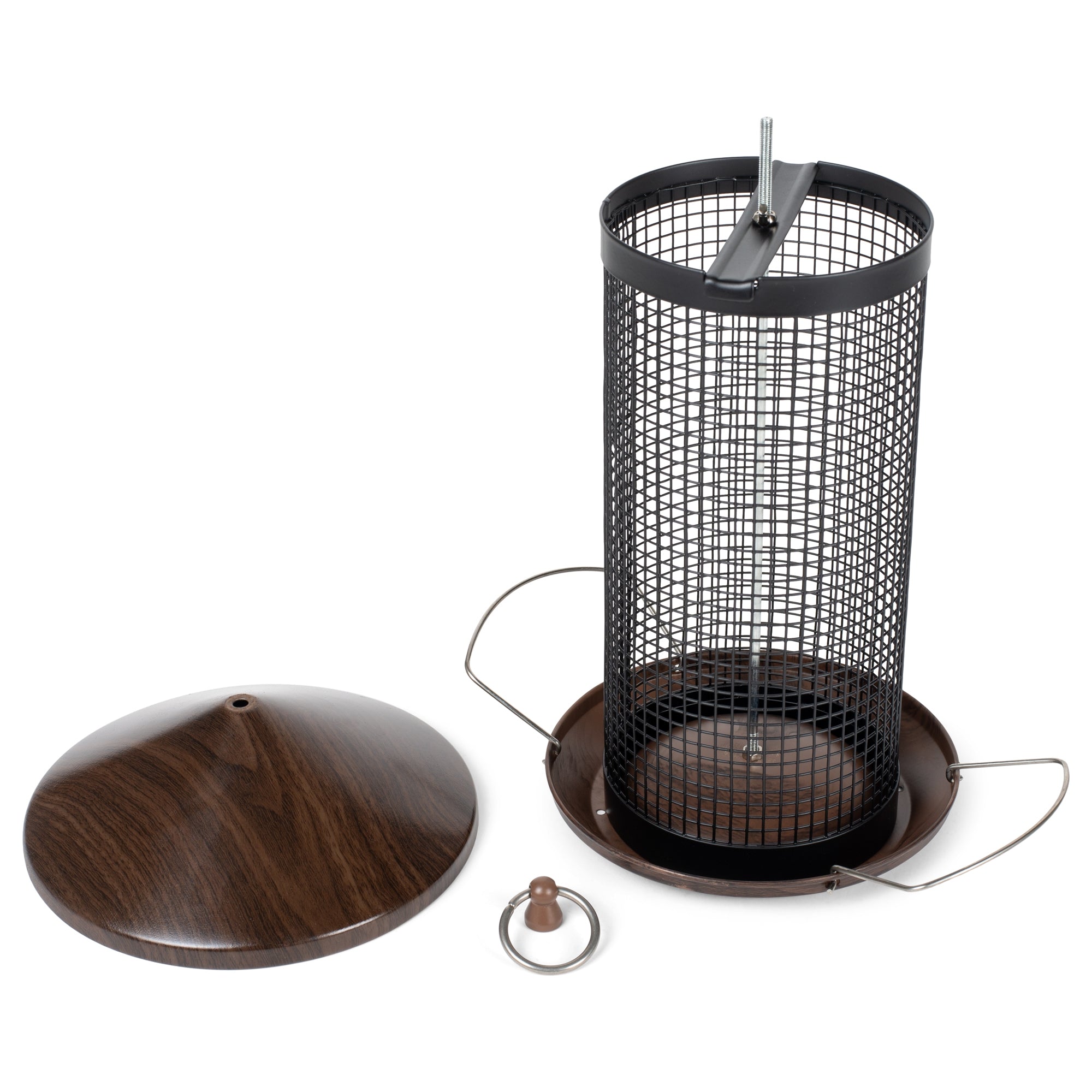 Cherry Woodgrain Finish Heavy Duty Mesh Metal 3 Lb. Bird Feeder