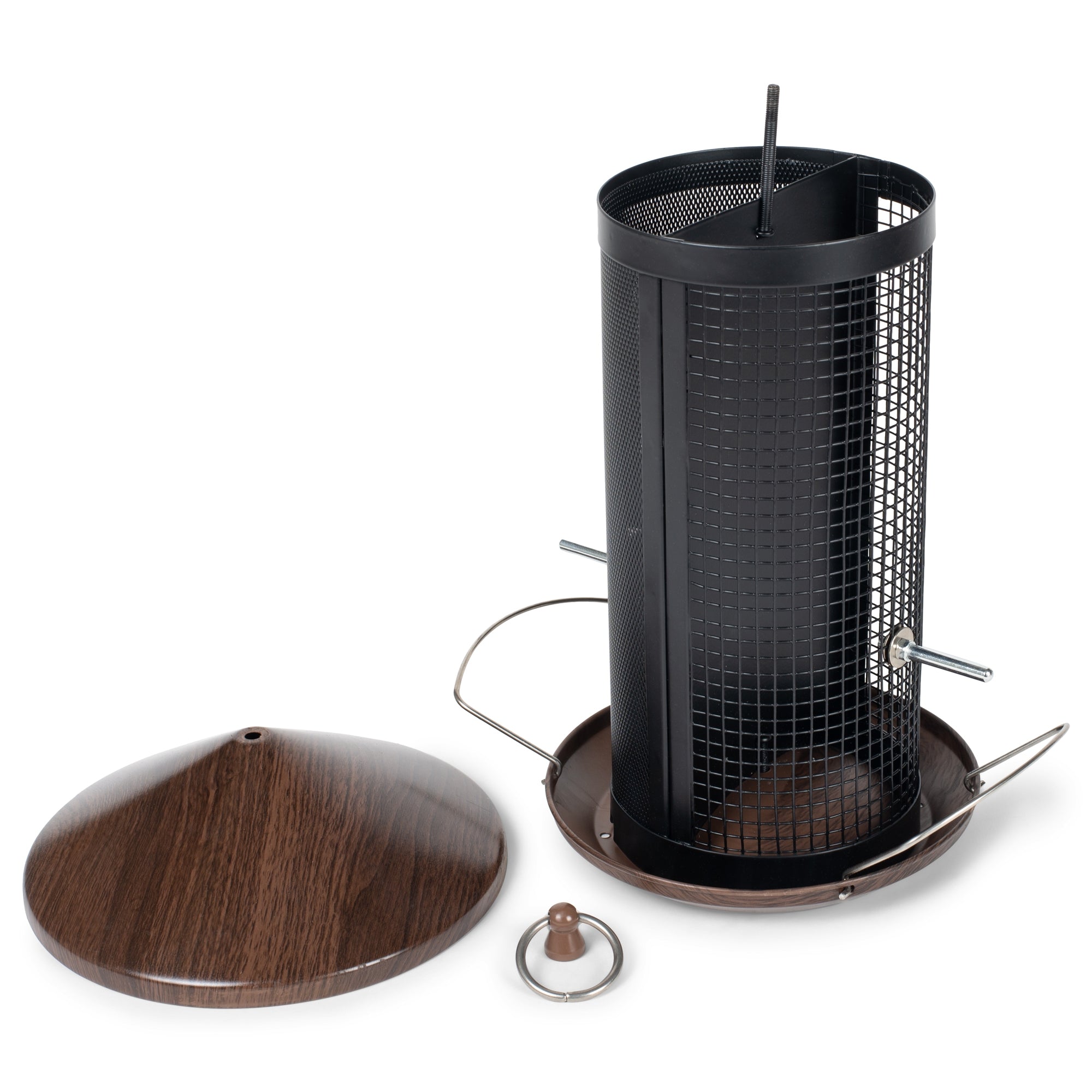 Cherry Woodgrain Heavy Duty Mesh Metal Bird Feeder