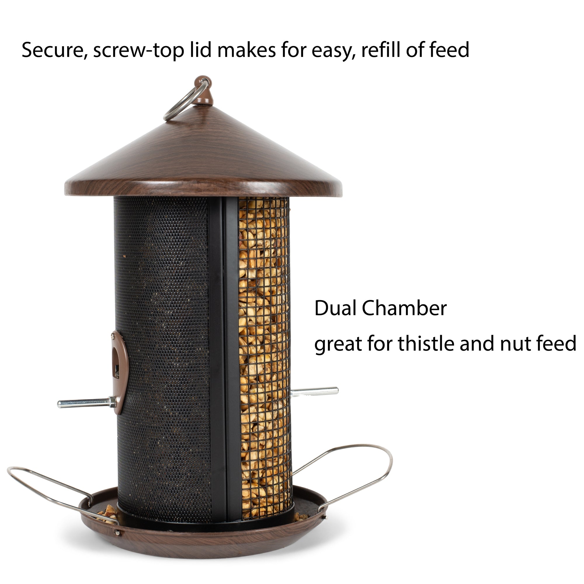Cherry Woodgrain Heavy Duty Mesh Metal Bird Feeder