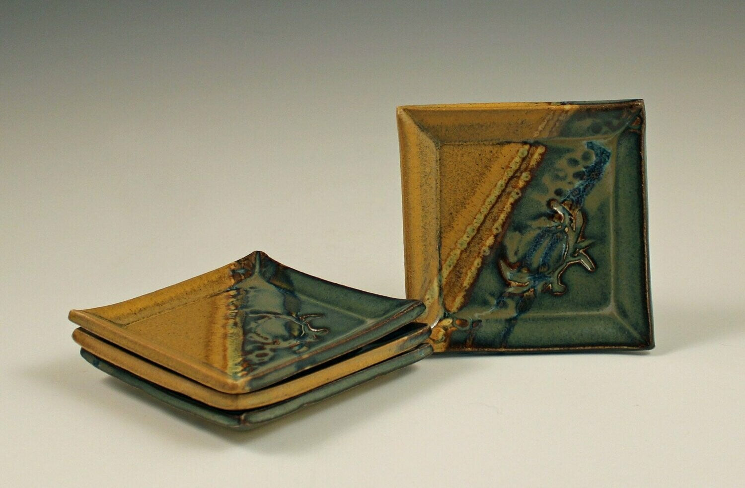 Khaki Mini Square Crab Plate by Barbara Goodfellow-Childs