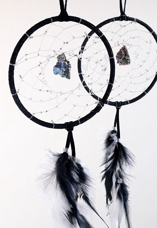 4" Dream Catcher with Druzy Crystal - Black