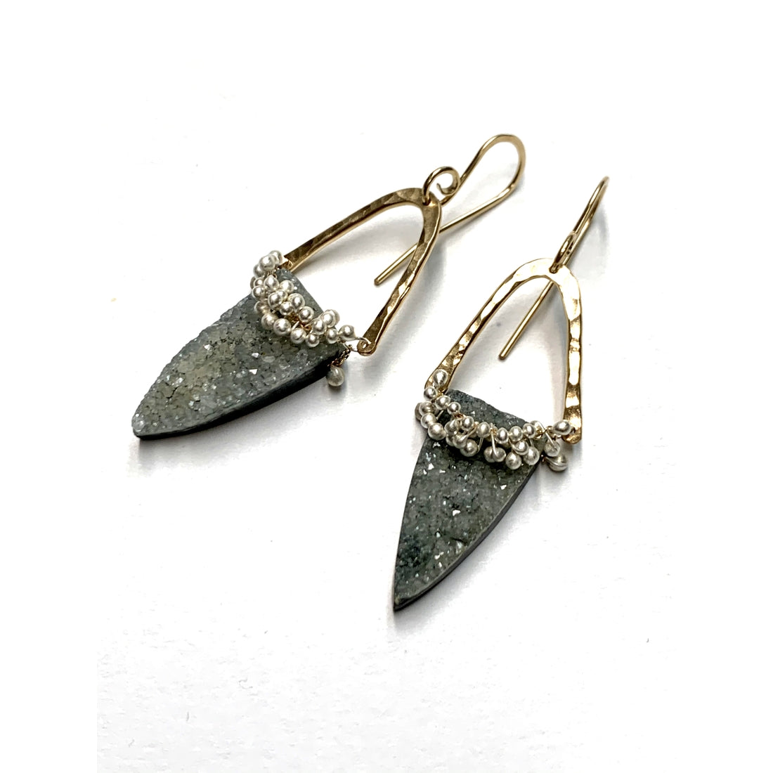 Natural Druzy Agate Dagger Earrings