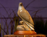 Hand Carved Marble Perched Eagles