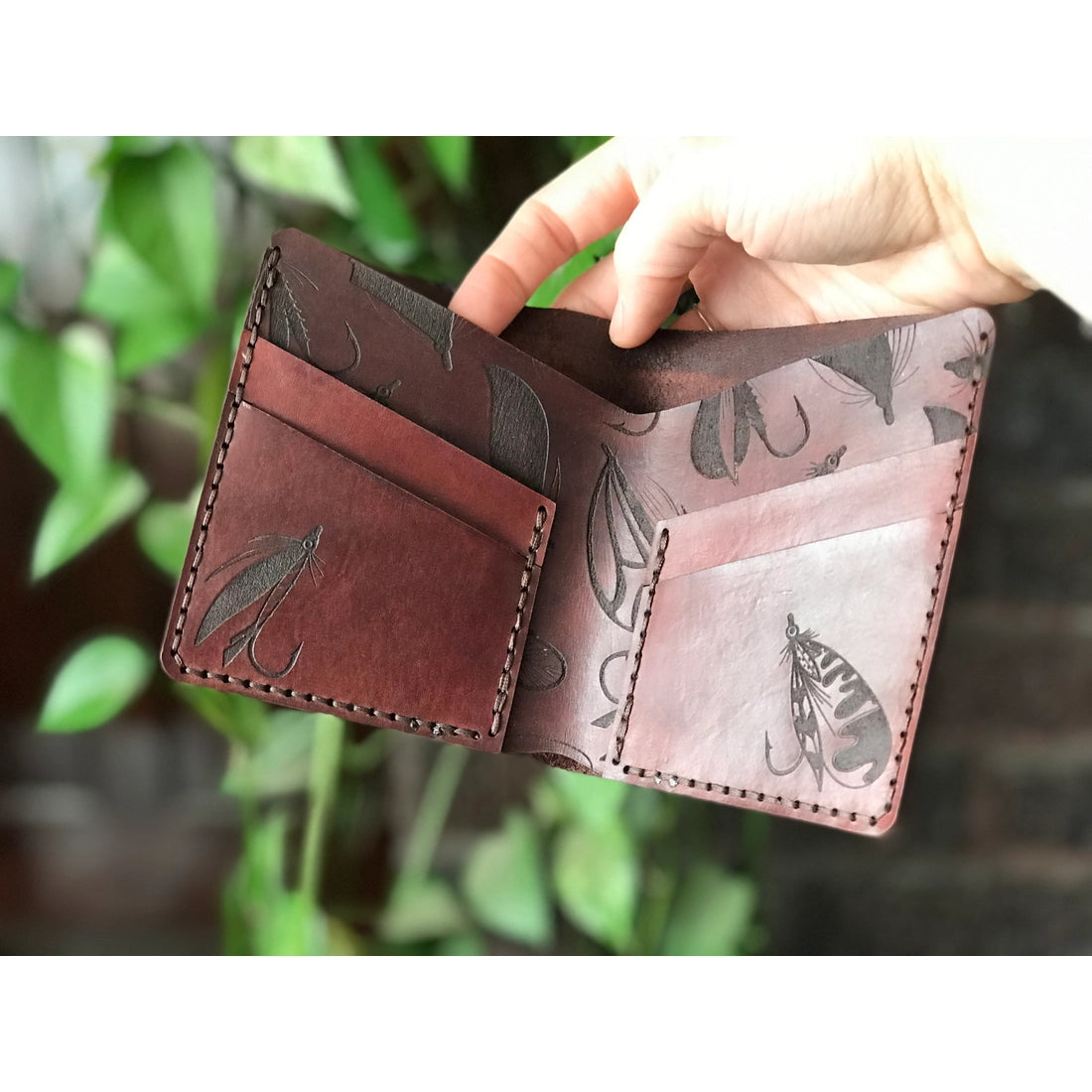 Fly Fishing Leather Bifold Wallet