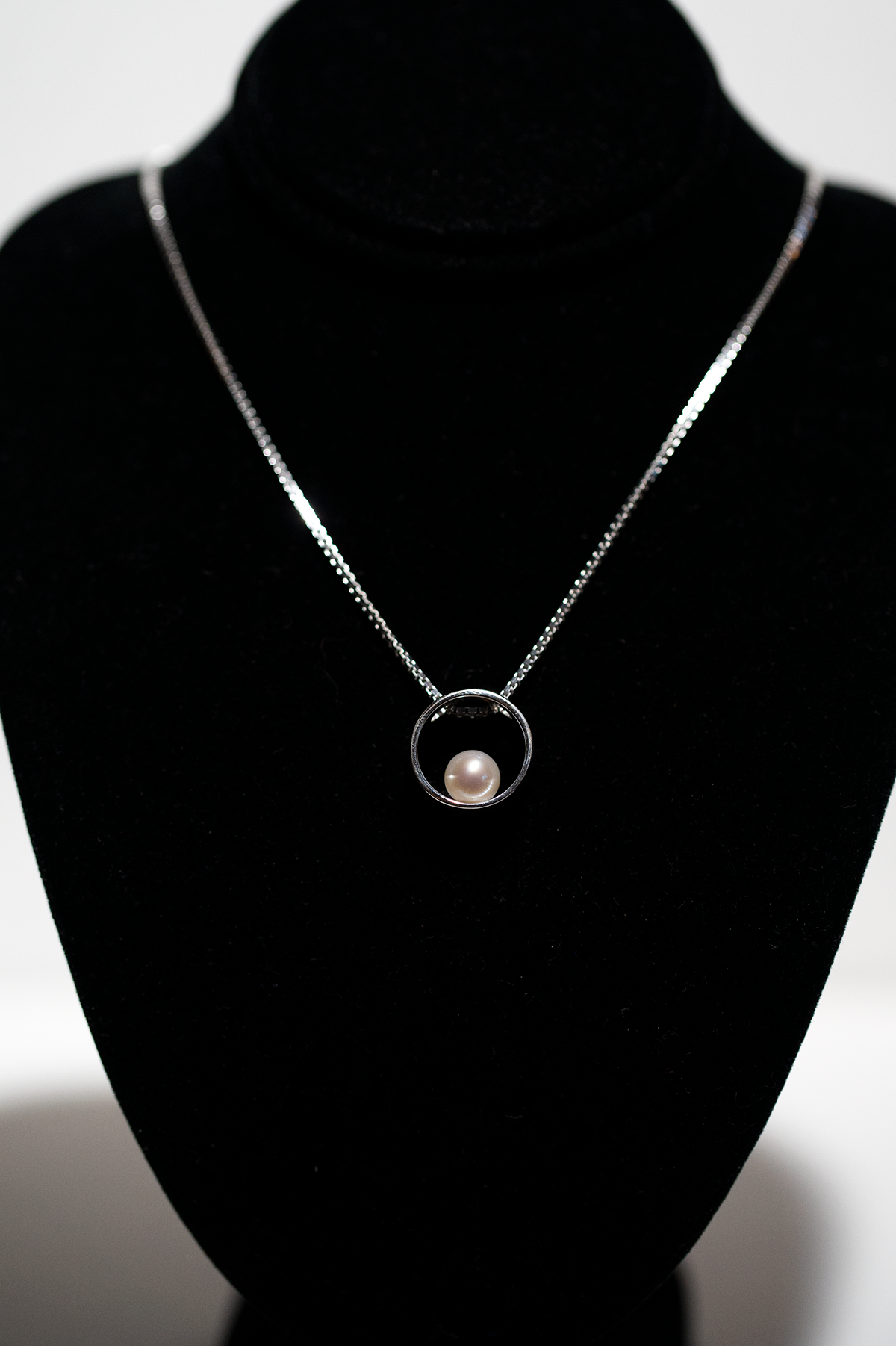 Round Pearl Necklace "GemDrops" - Sterling Silver