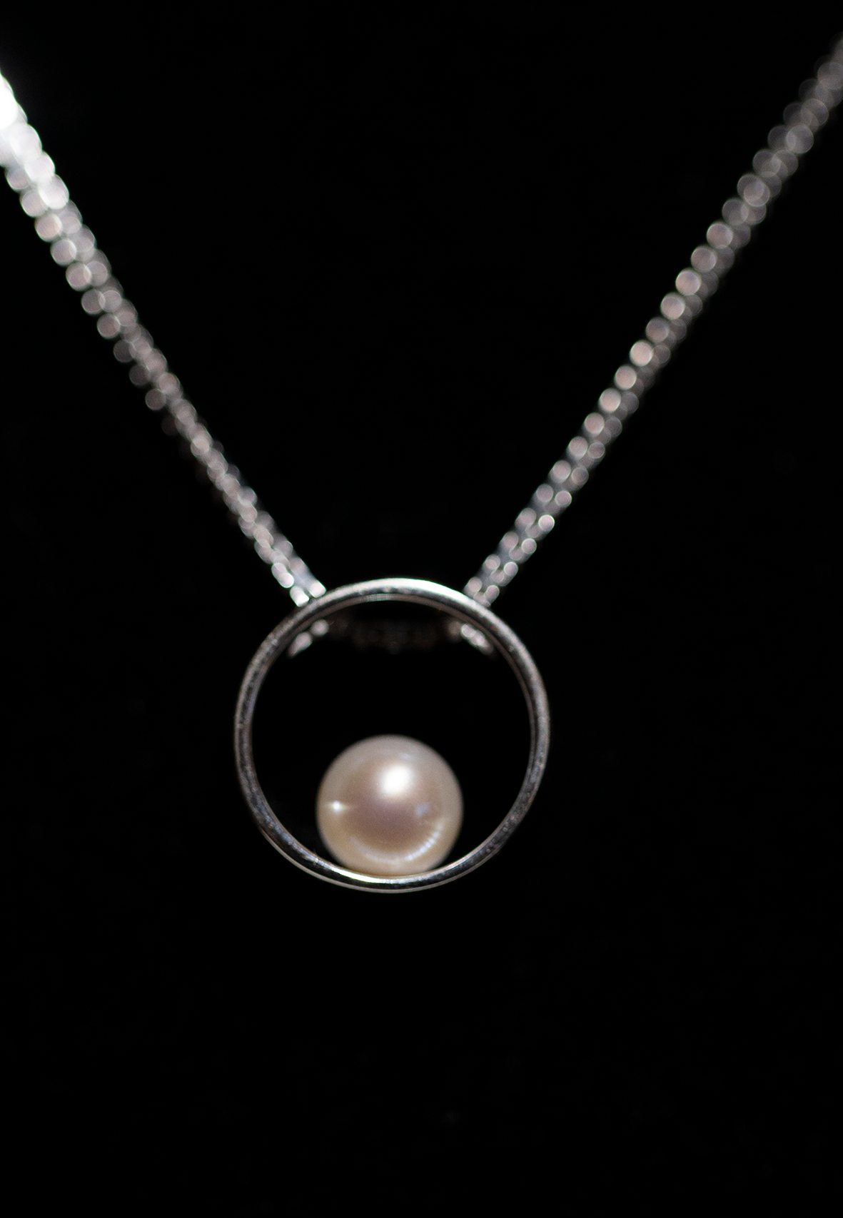 Round Pearl Necklace "GemDrops" - Sterling Silver