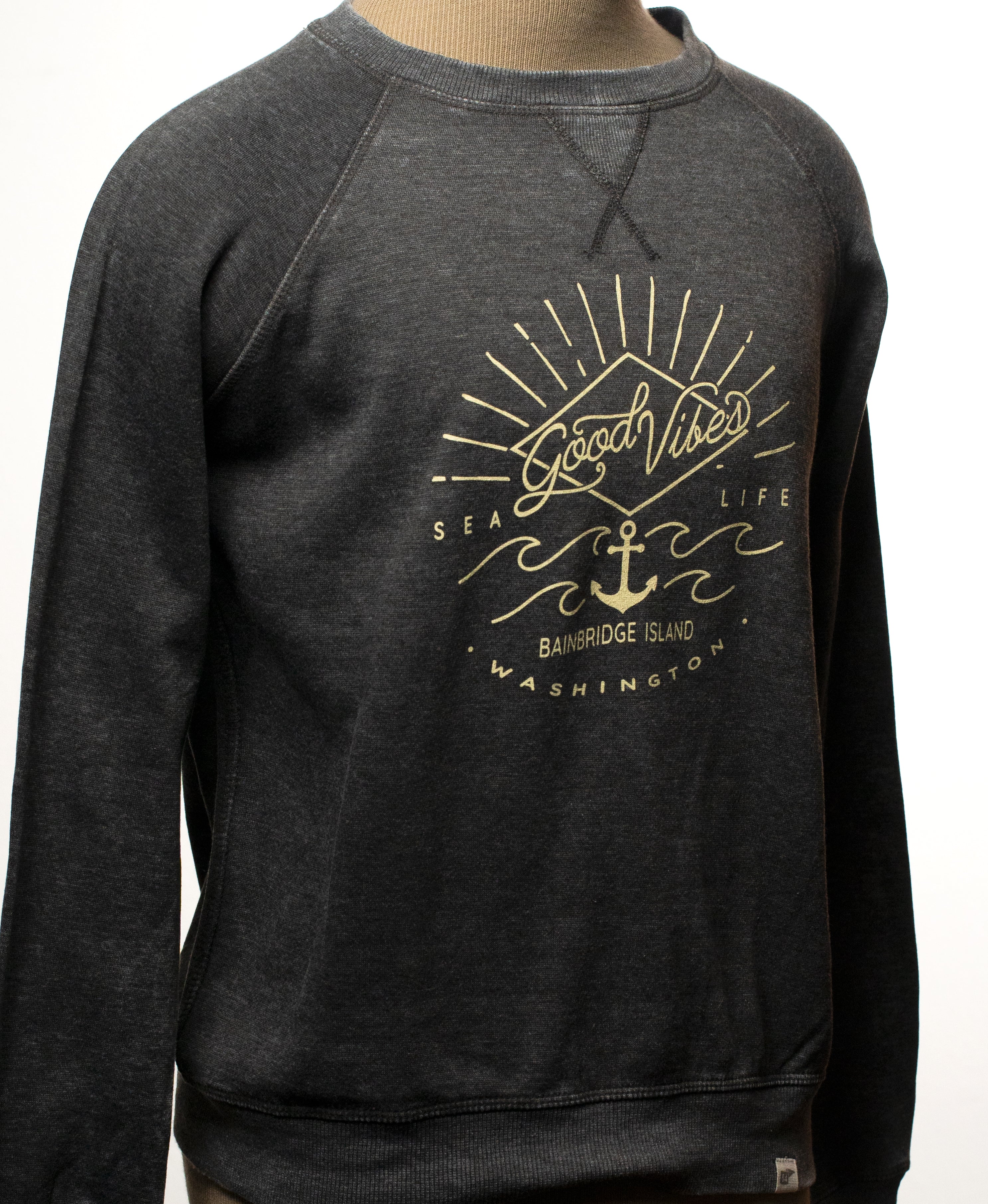 Good Vibes Sea Life Fleece Crew Charcoal