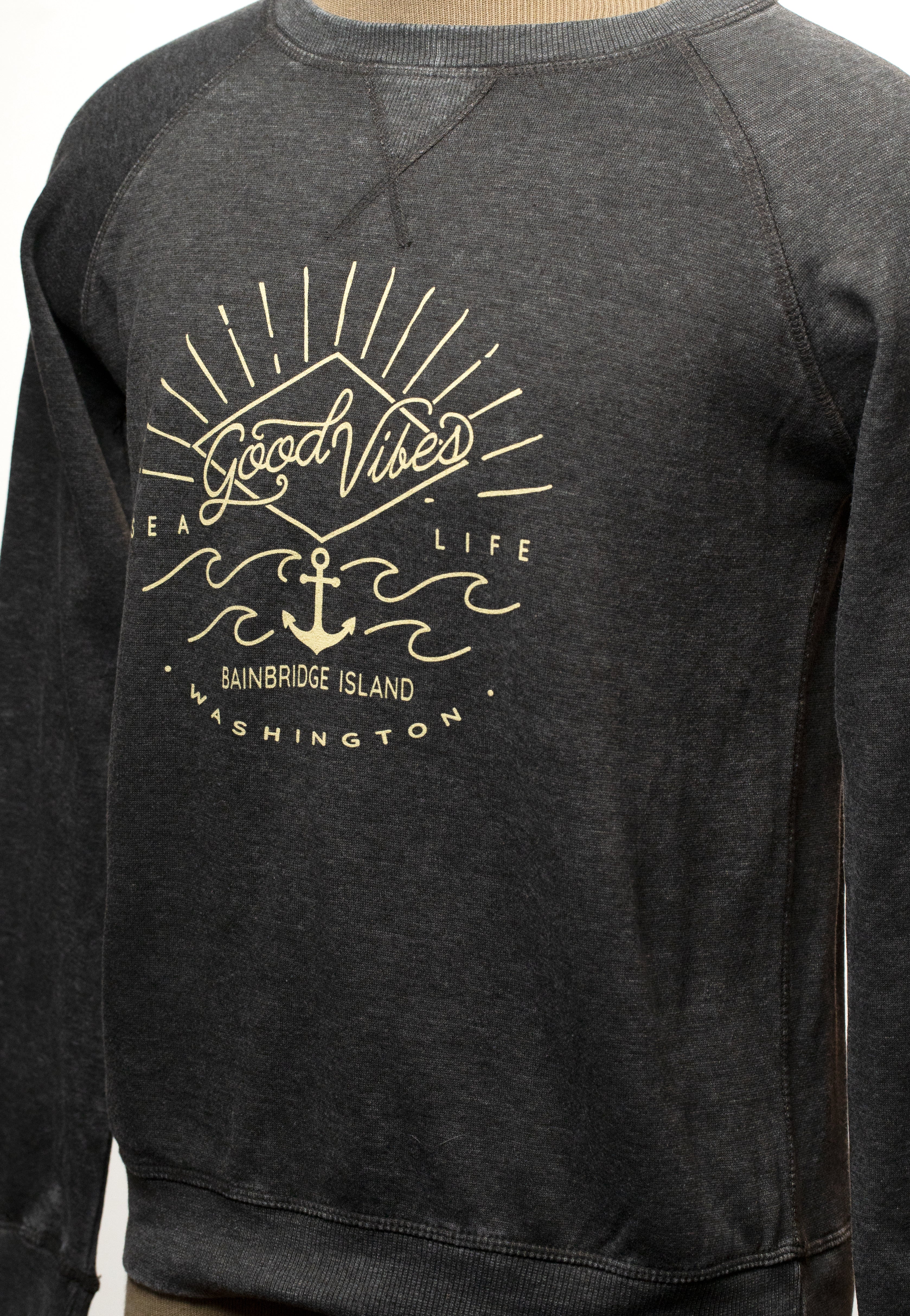 Good Vibes Sea Life Fleece Crew Charcoal