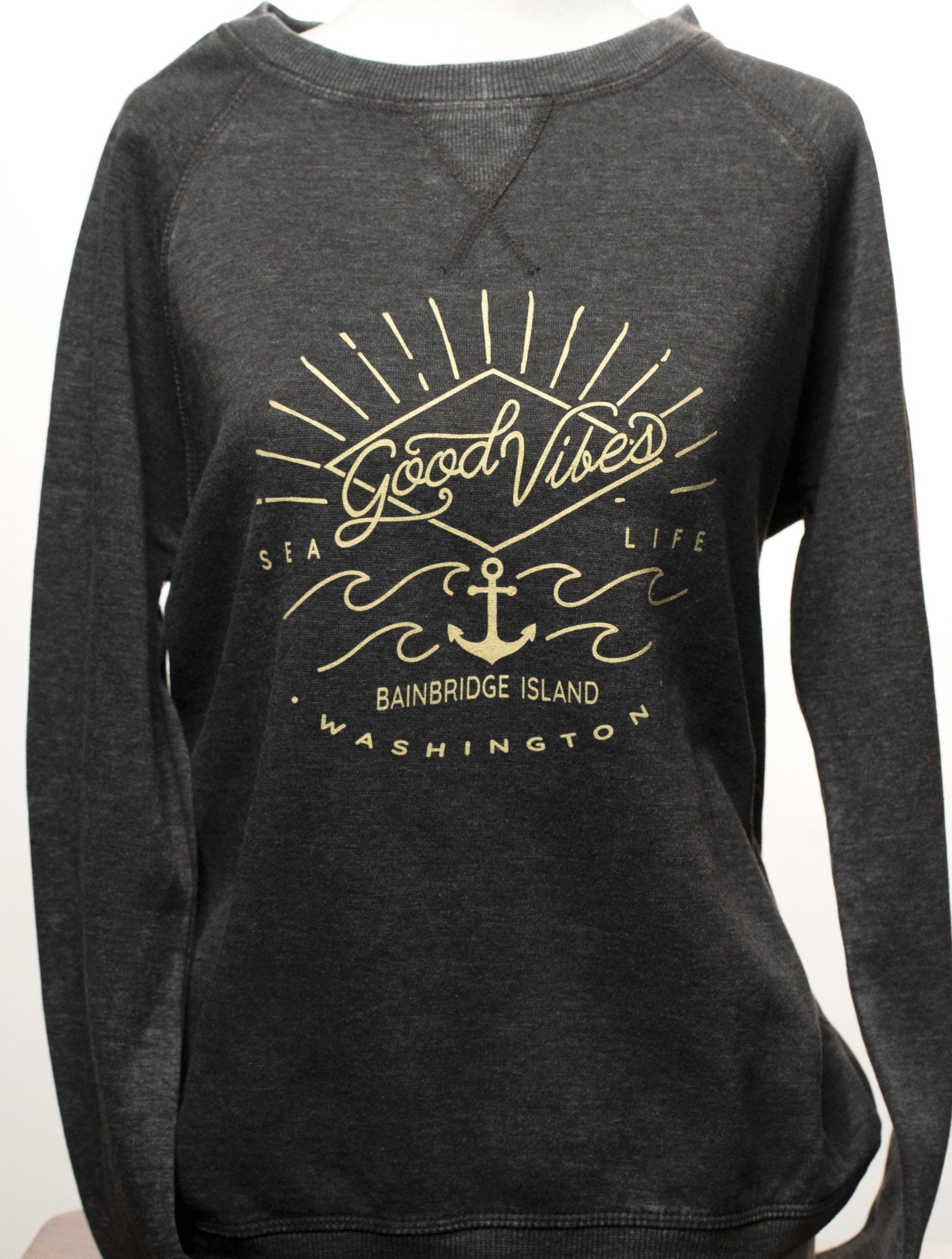 Good Vibes Sea Life Fleece Crew Charcoal