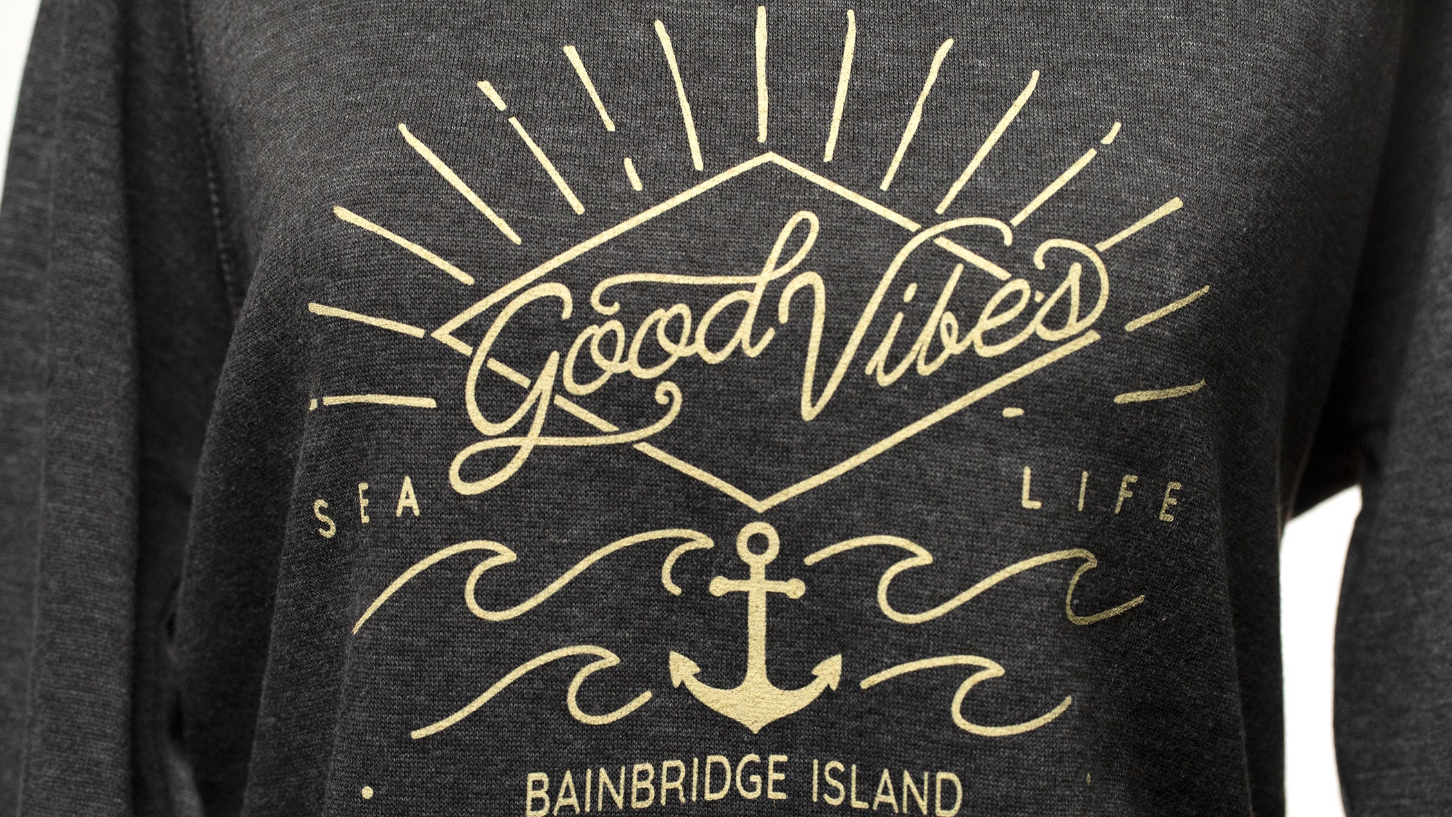 Good Vibes Sea Life Fleece Crew Charcoal