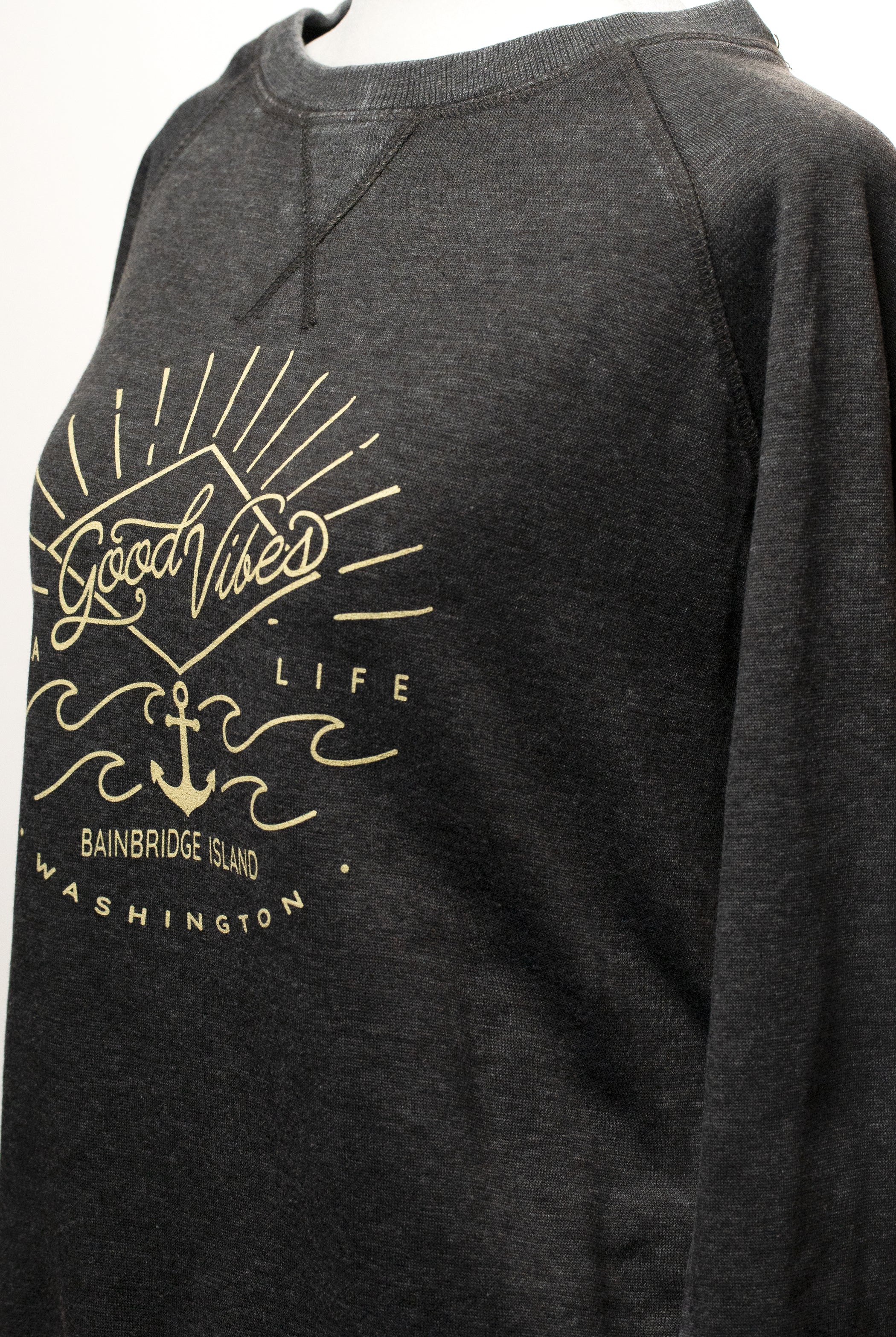 Good Vibes Sea Life Fleece Crew Charcoal