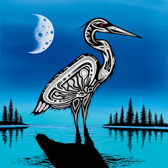 Great Blue Heron by Artist Jeffery Red George Art Print