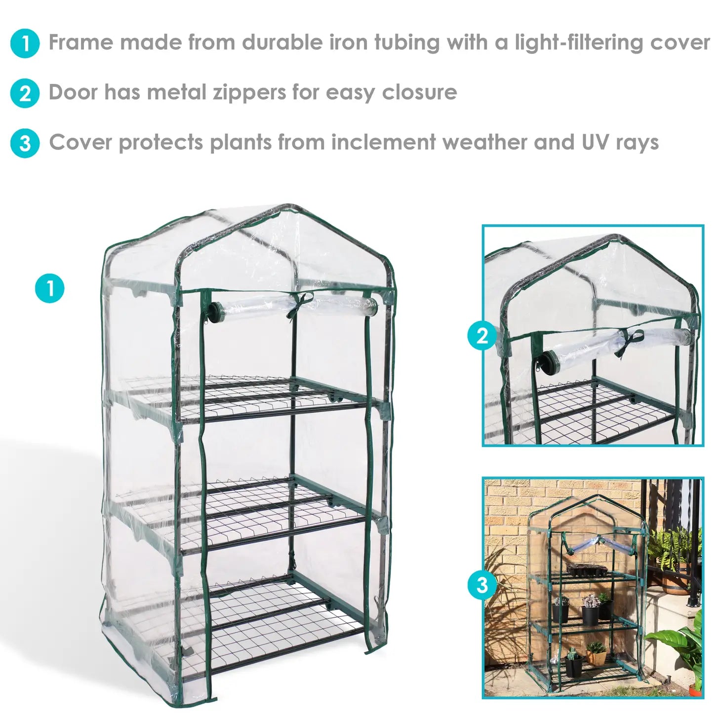 Portable 3-Tier Mini Greenhouse for Outdoors - Clear