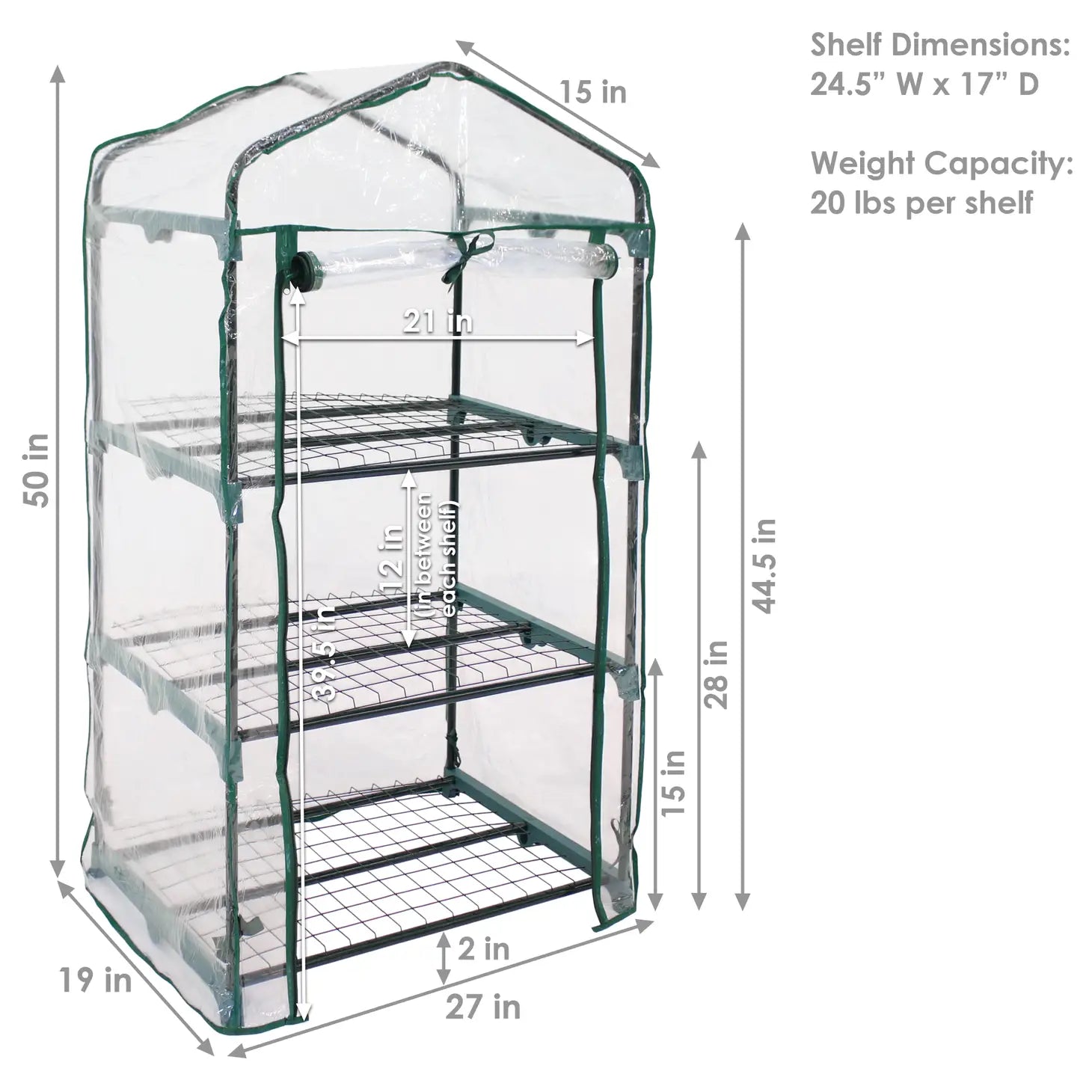 Portable 3-Tier Mini Greenhouse for Outdoors - Clear