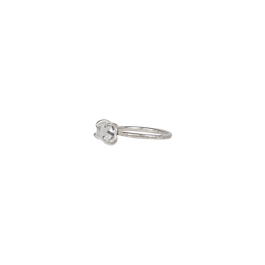 Herkimer Diamond Ring in Shiny Sterling Silver, Horizontal