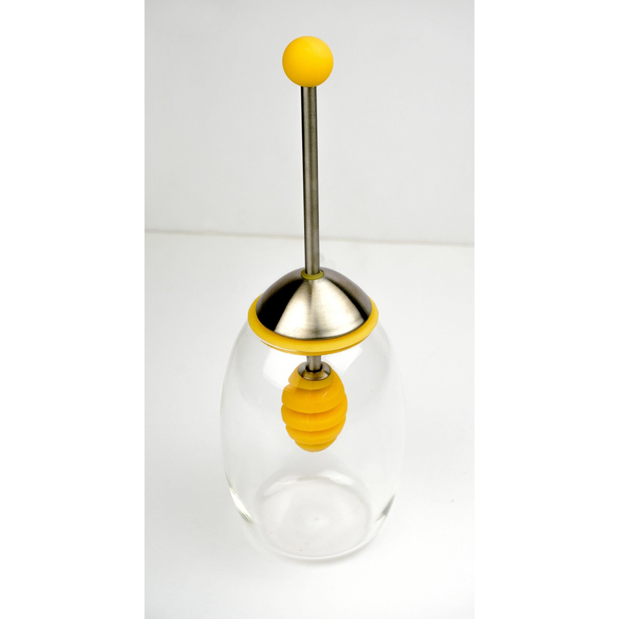 Honey Jar With Silicone Dipper - Yellow