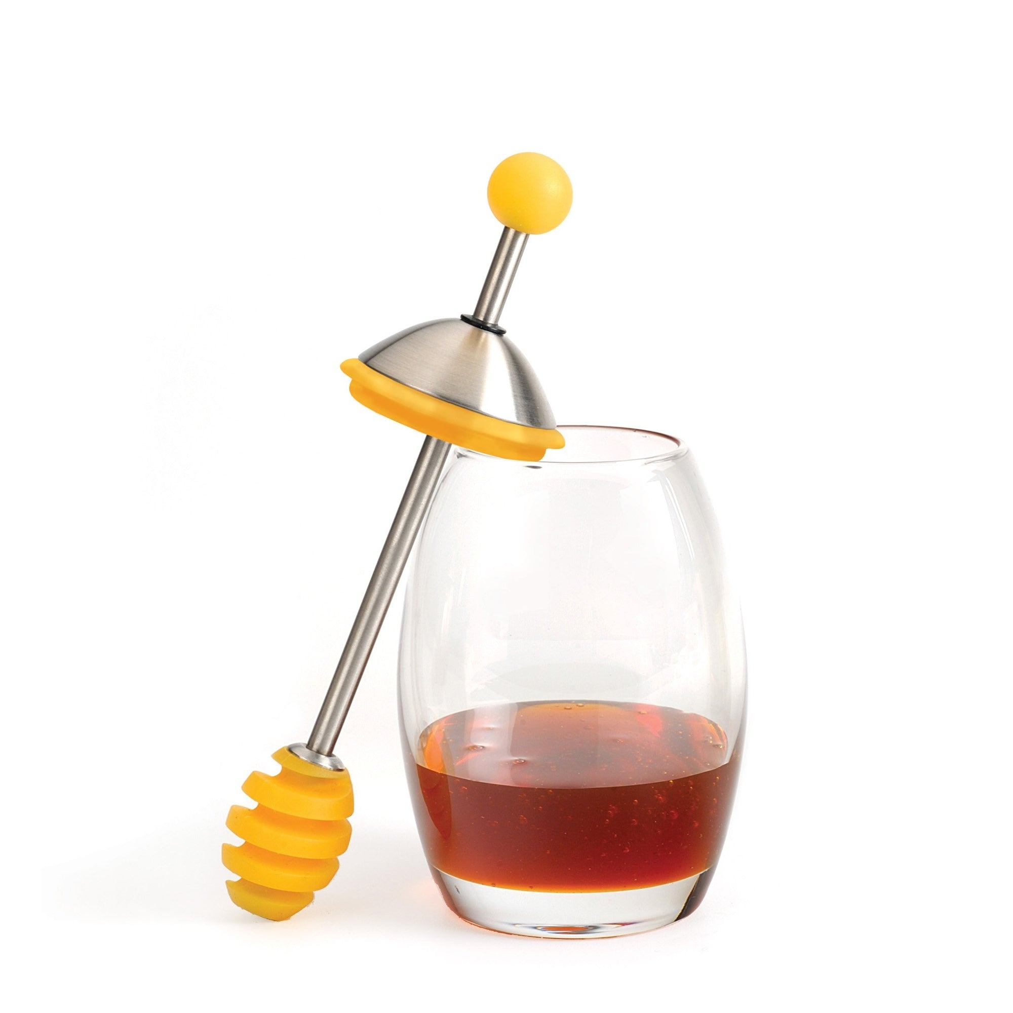 Honey Jar With Silicone Dipper - Yellow