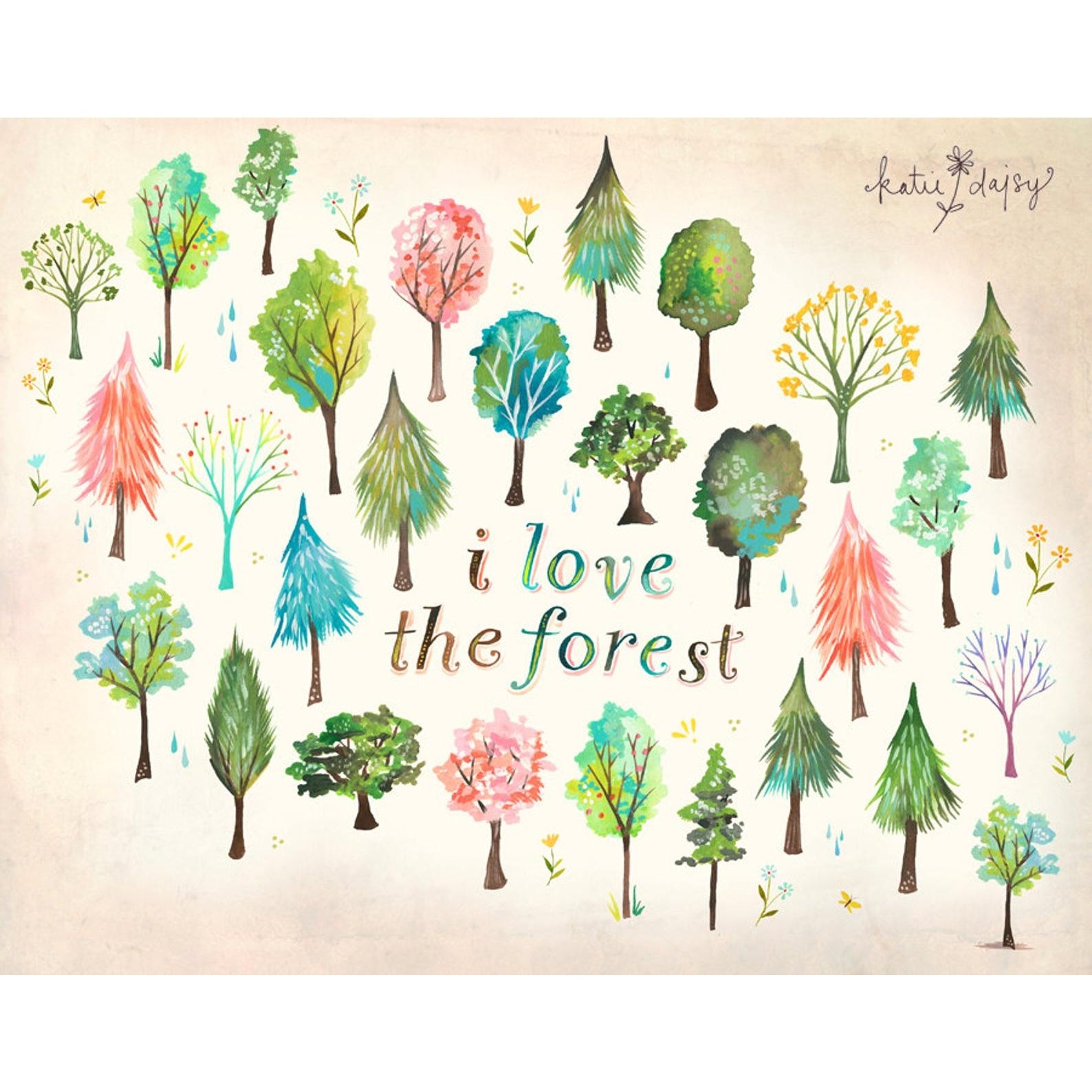 I Love the Forest Print Art Print