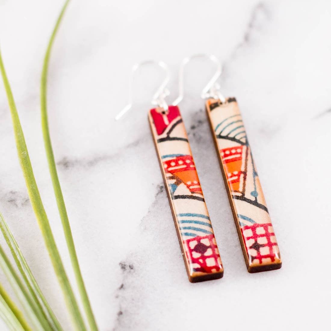 Japanese Bright Geometric Bar Earrings