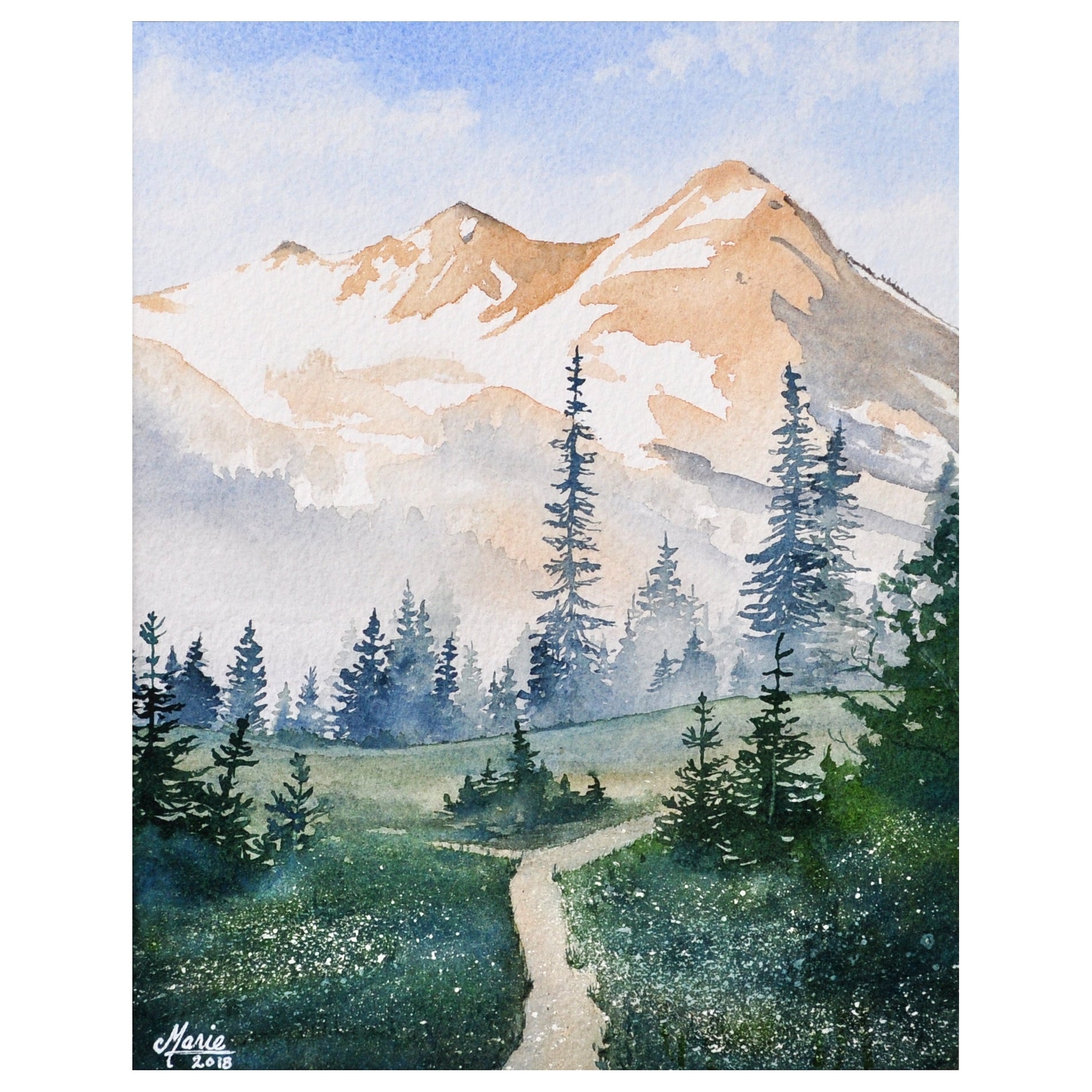 Mt. Rainier Summer Watercolor Giclée Print