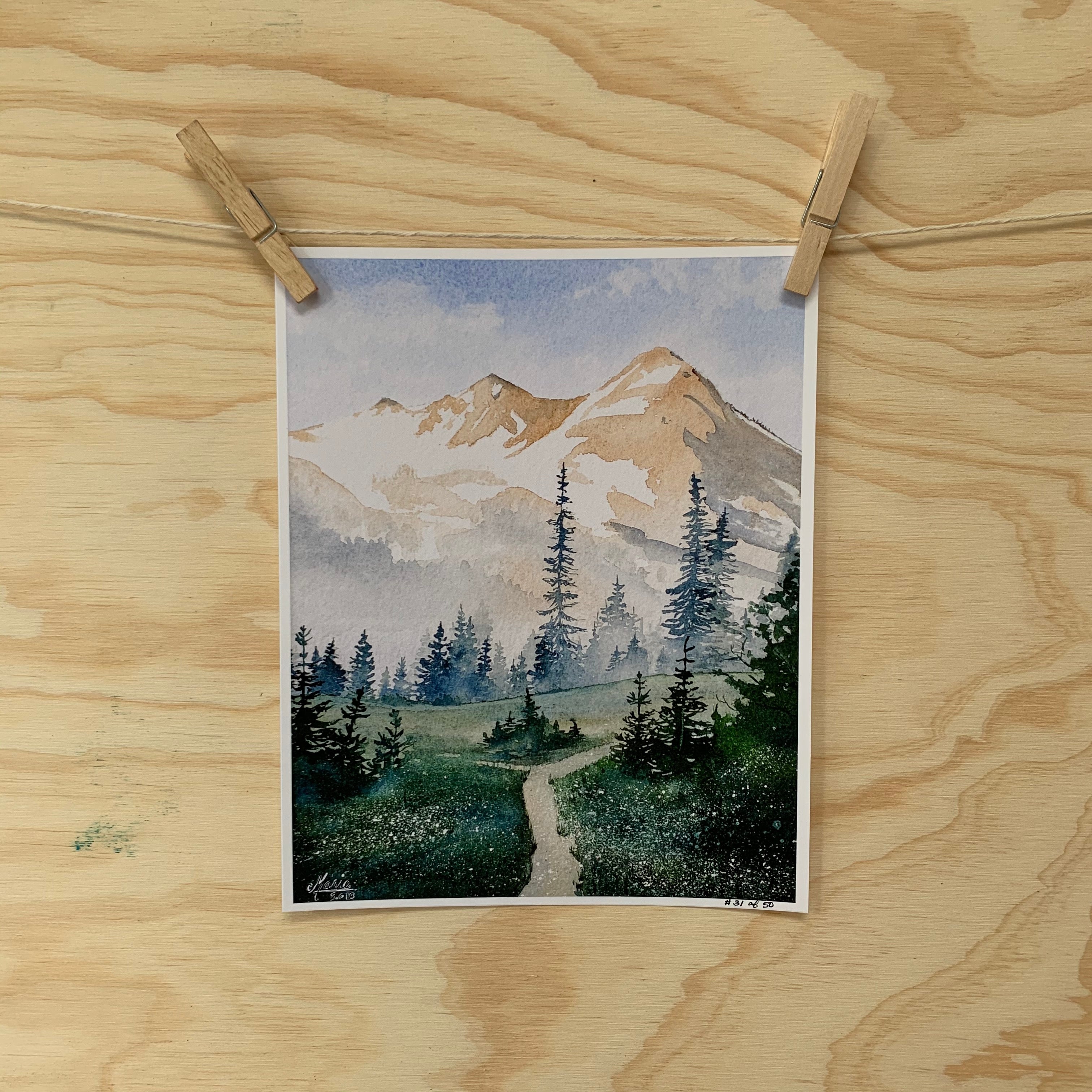 Mt. Rainier Summer Watercolor Giclée Print