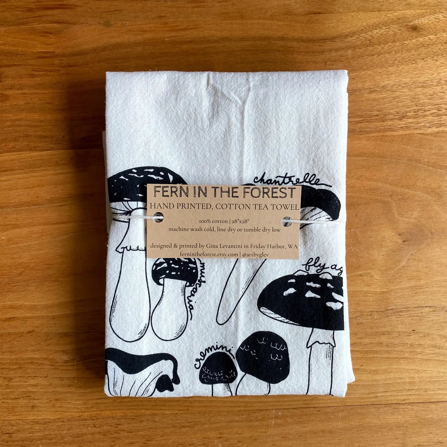 Mushroom Forager Tea Towel | Hand Screenprinted