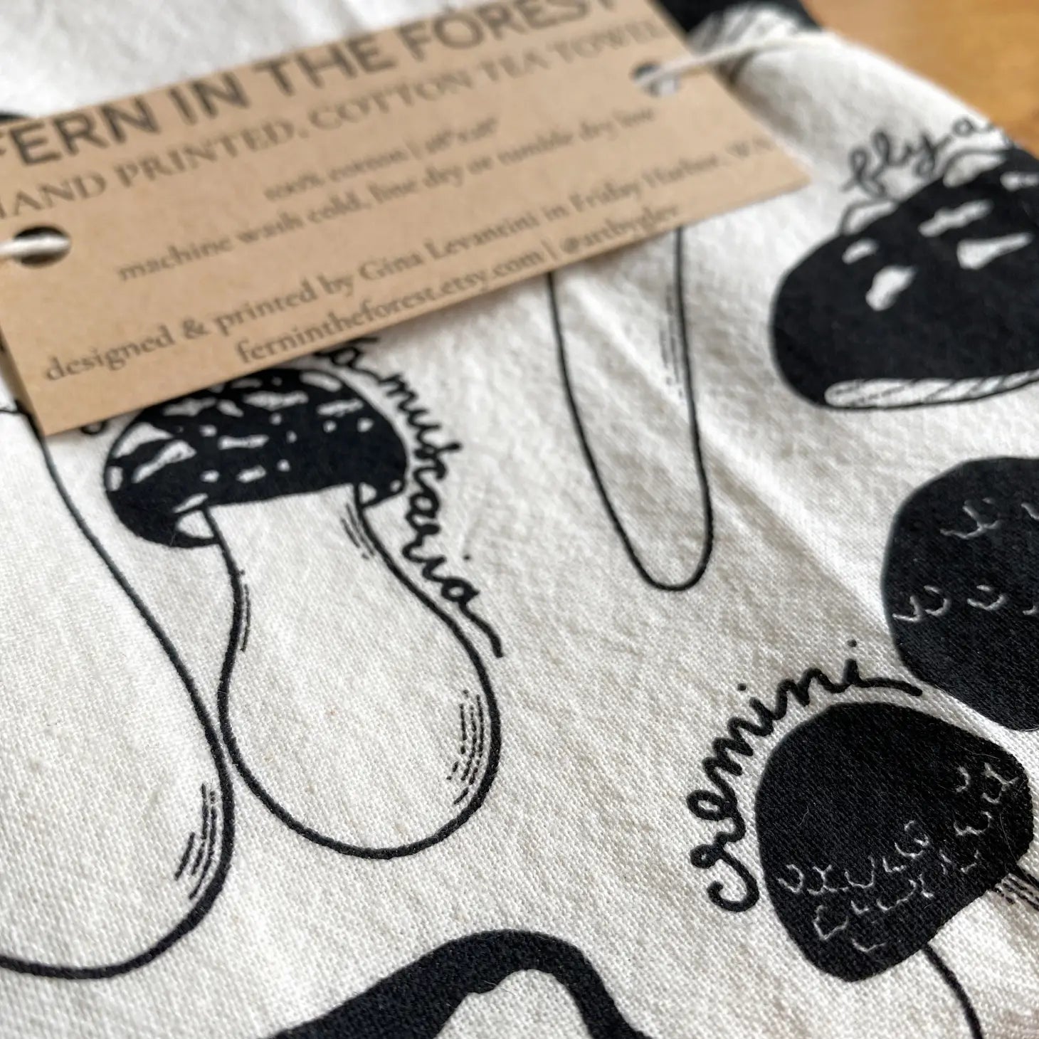Mushroom Forager Tea Towel | Hand Screenprinted