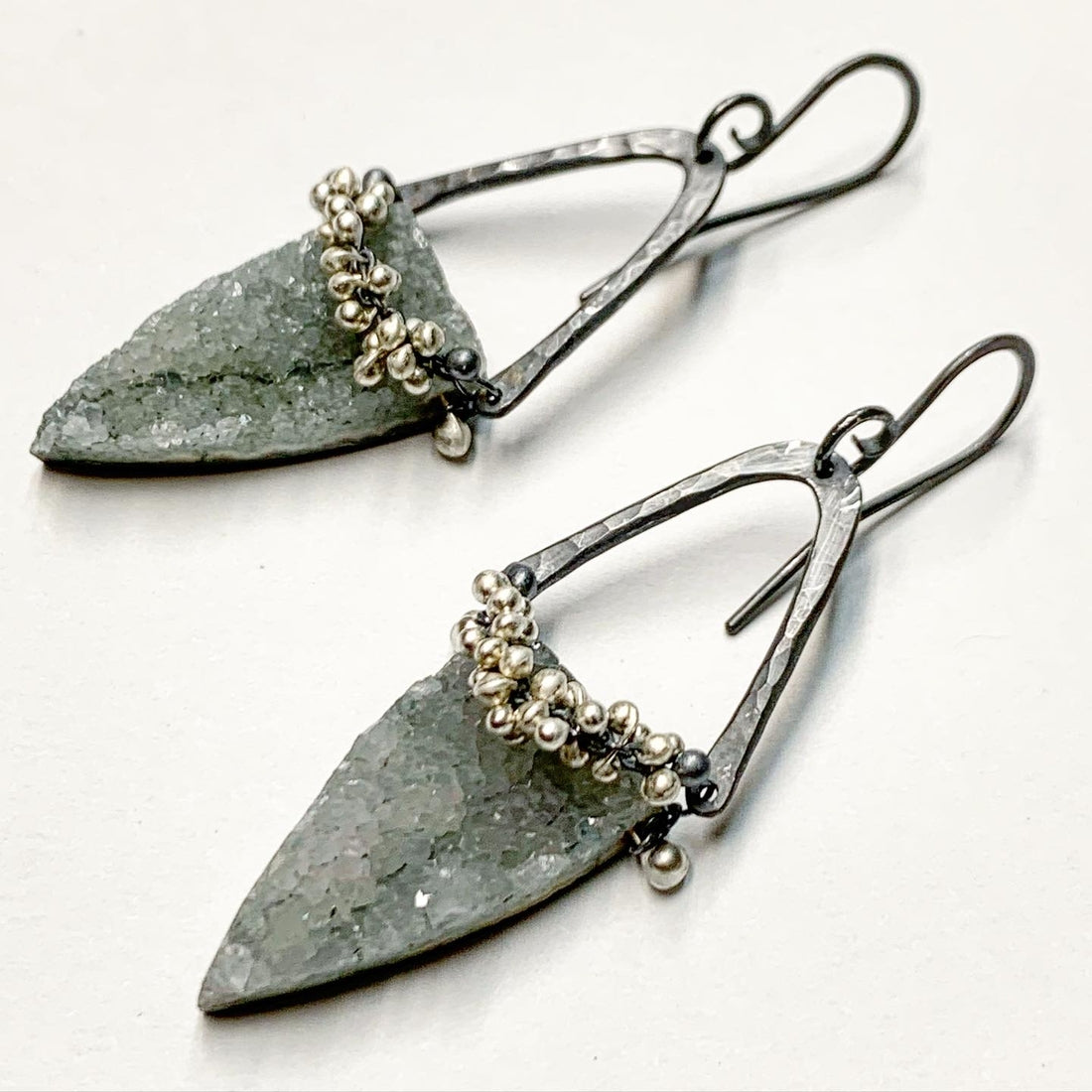 Natural Druzy Agate Dagger Earrings