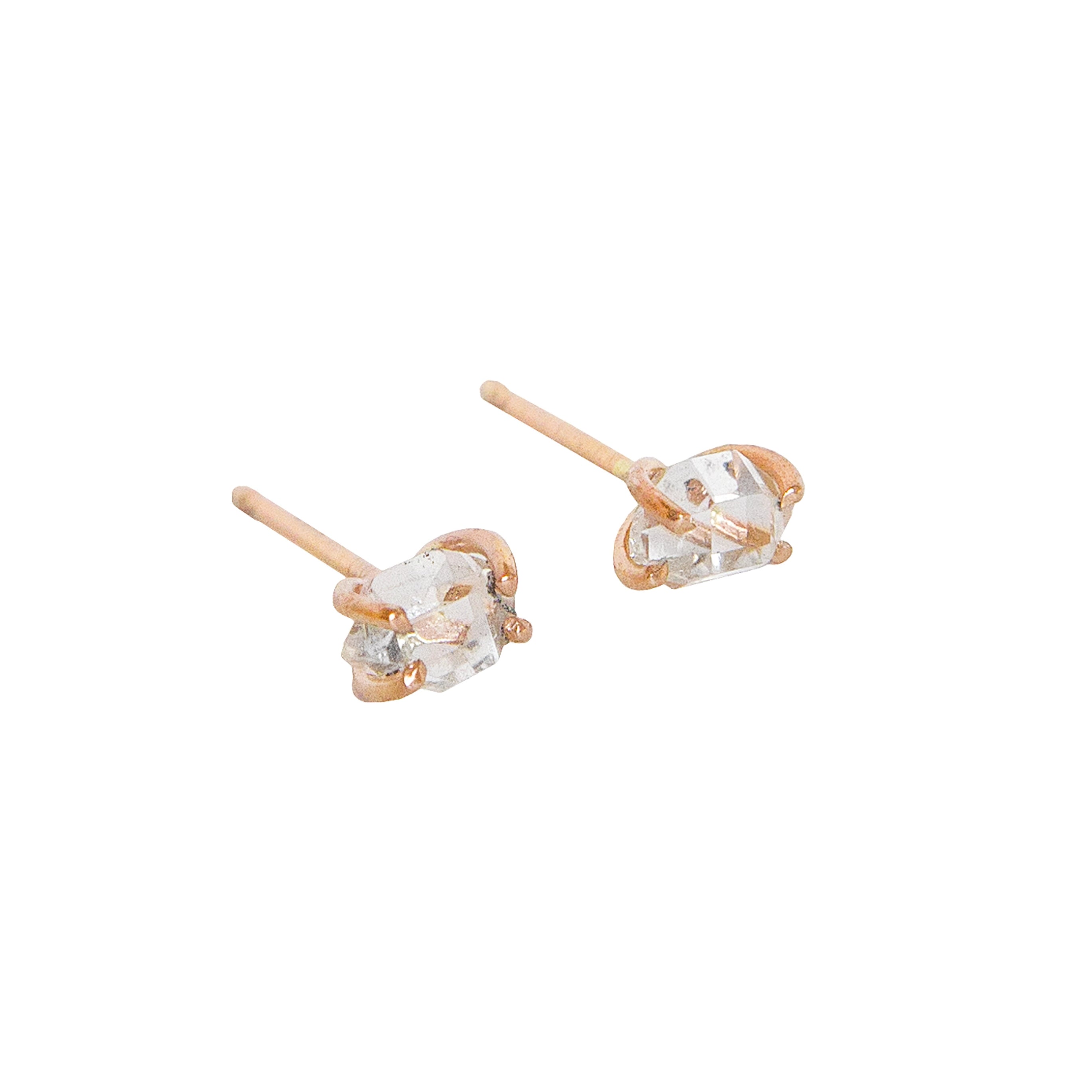 Herkimer Diamond Studs in 14k Rose Gold