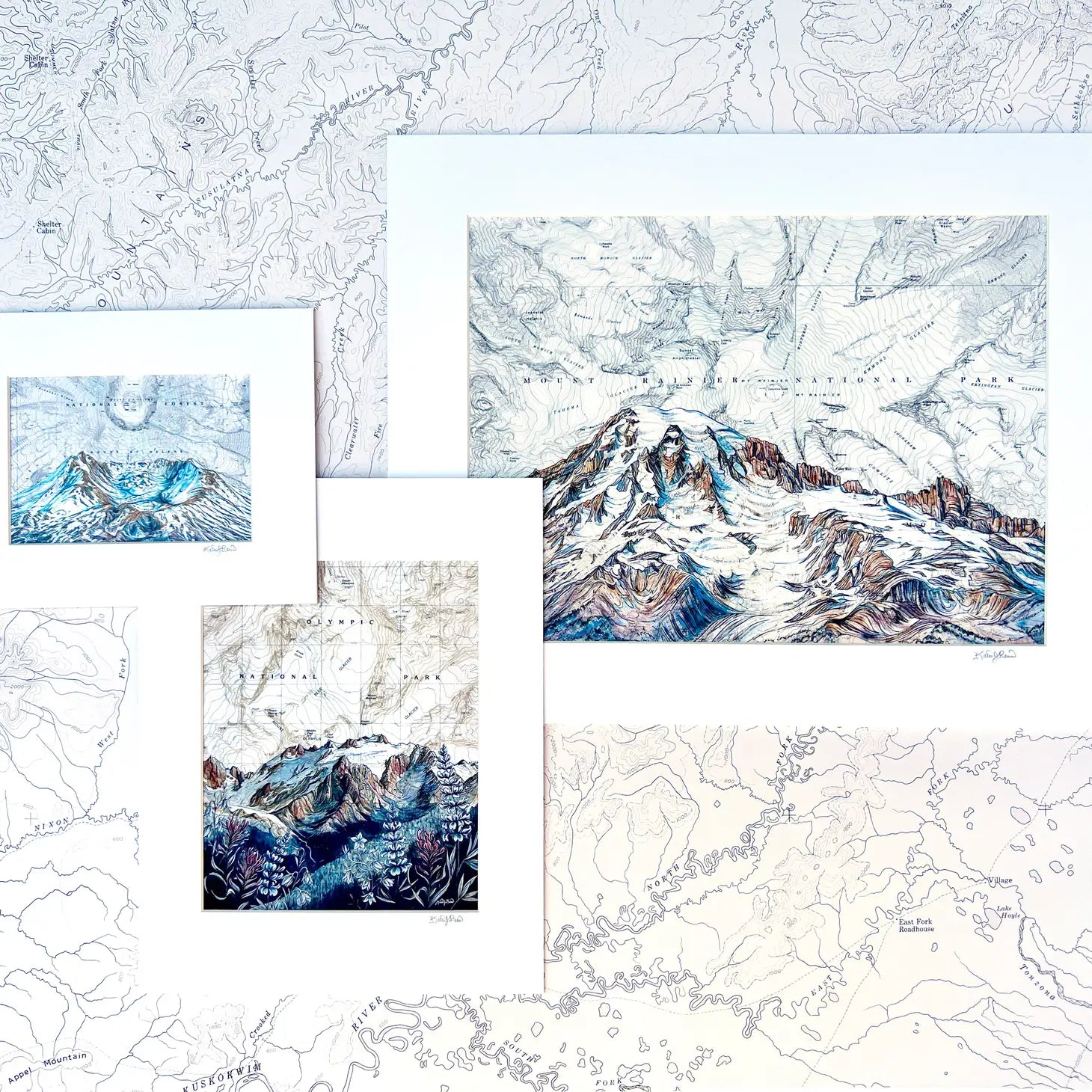 Rainier Summit, Mt Rainier National Park Matted Print