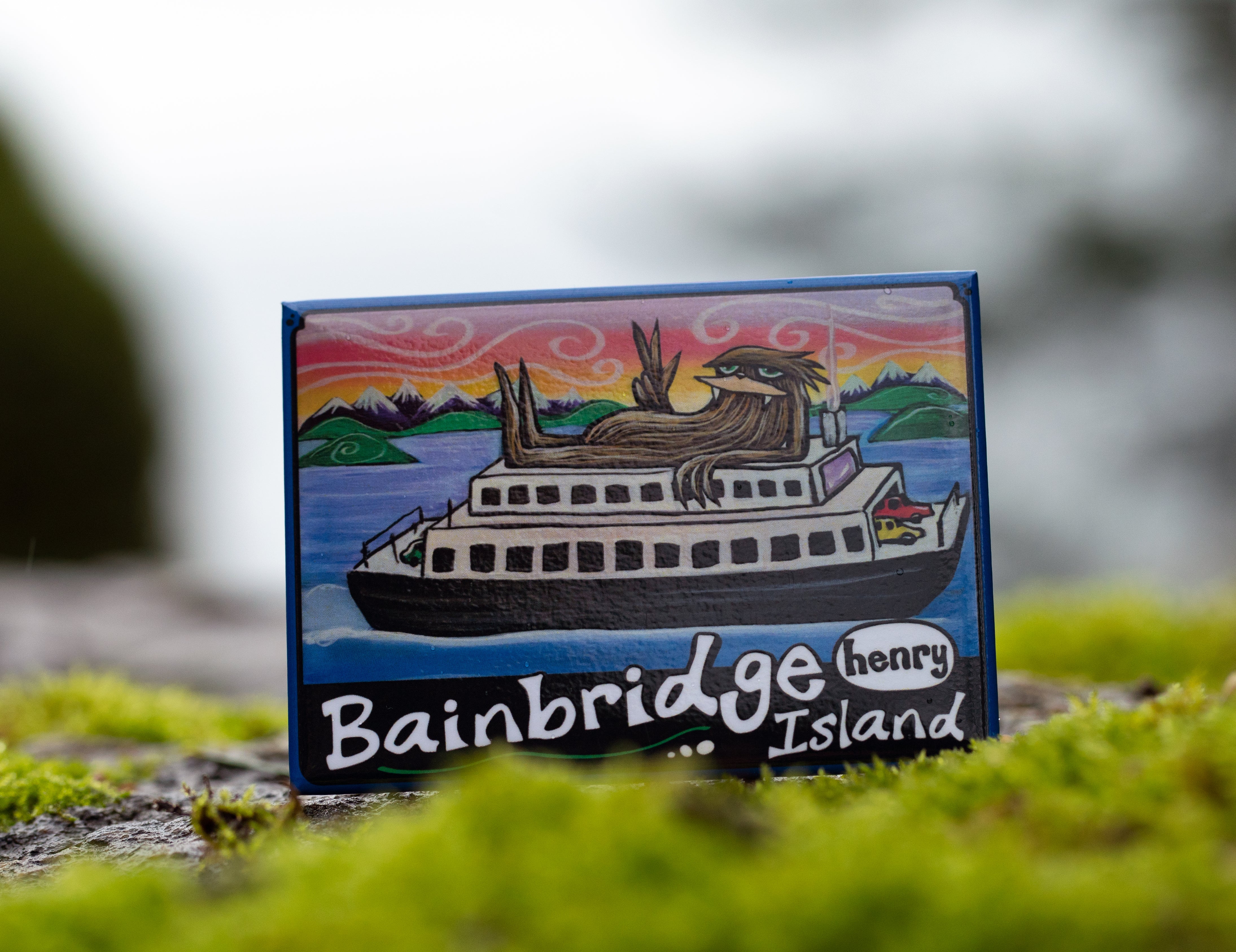 Sasquatch Riding Ferry Magnet