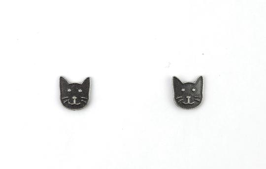 Cat Face Post Silver