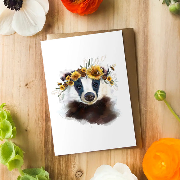 Sunflower Badger | Greeting Card