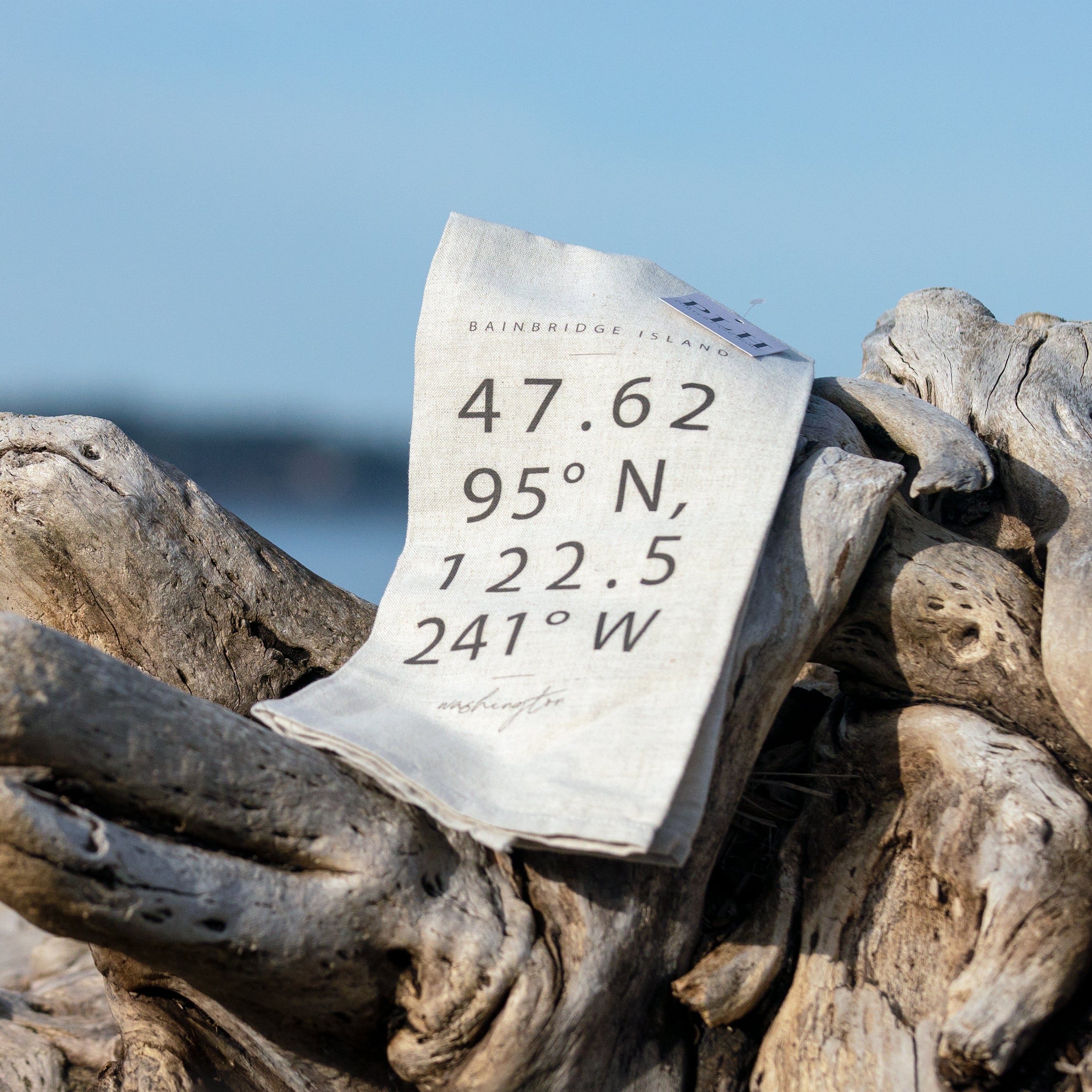 Bainbridge Island Latitude/Longitude Tea Towel