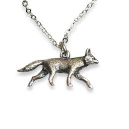 Trotting Fox Pendant Necklace - Sterling Silver