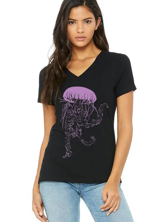Vogue Jellyfish V-Neck Women's Tee Shirt