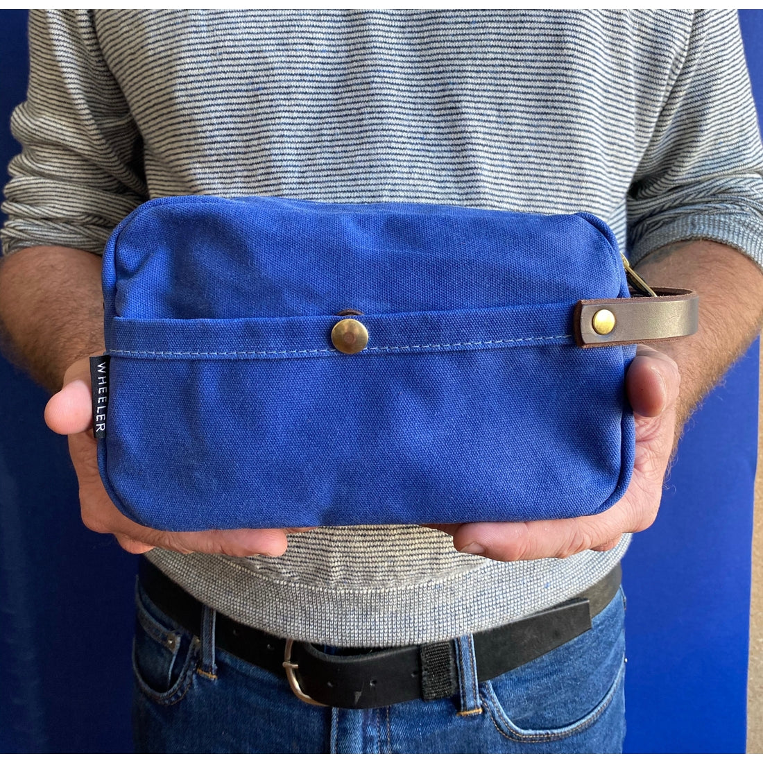Blue Waxed Toiletry Bag