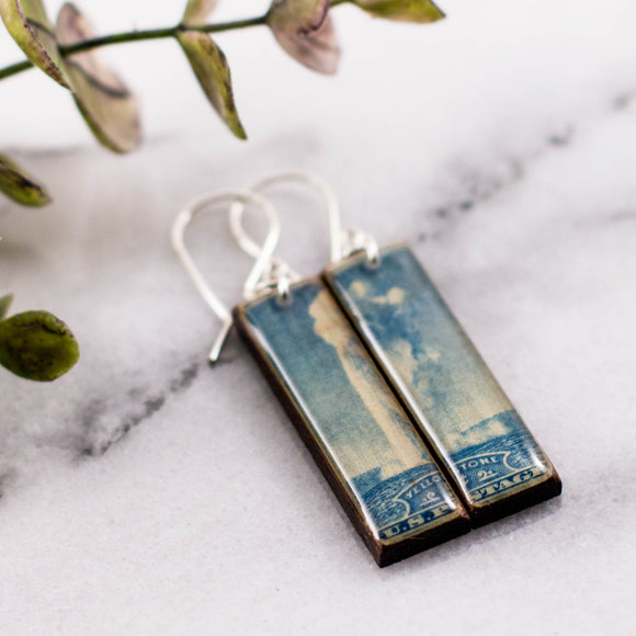 Yellowstone National Park Vintage Postage Stamp Earrings