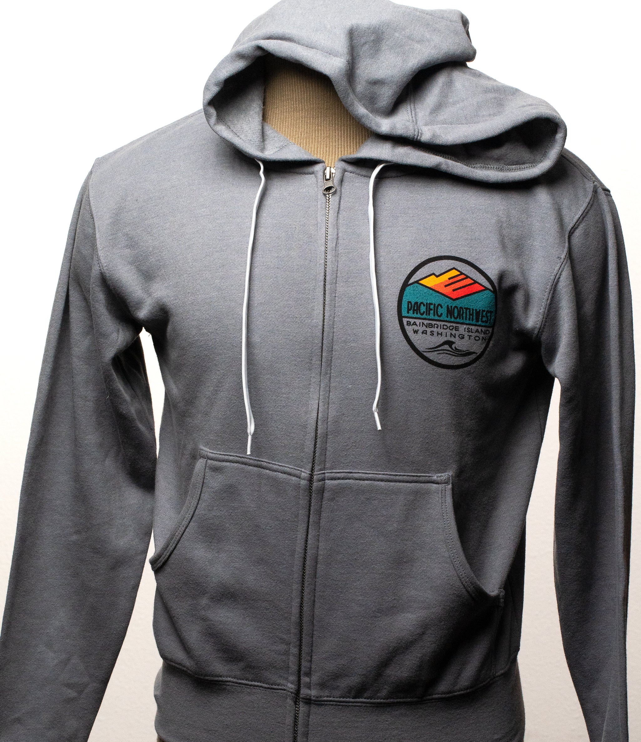 Bainbridge Island PNW ZipUp Hoodie Gray