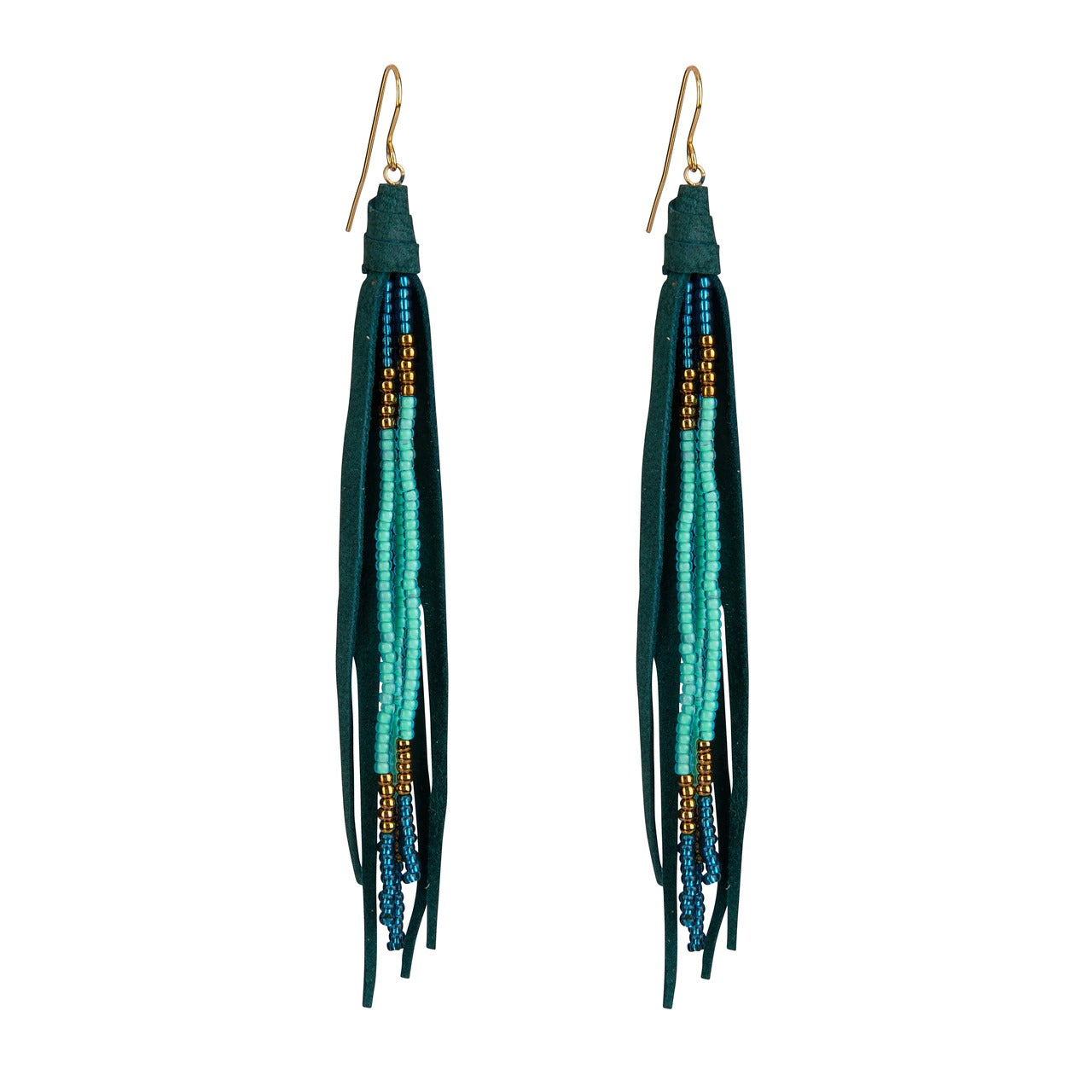 Beaded Tassel Earrings In Emerald