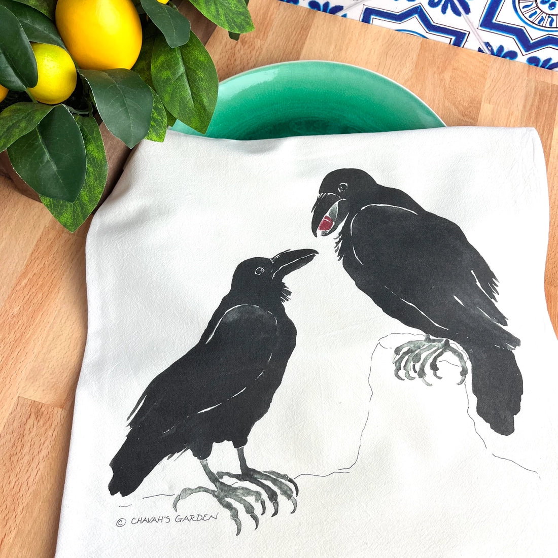 Raven Flour Sack Tea Towels