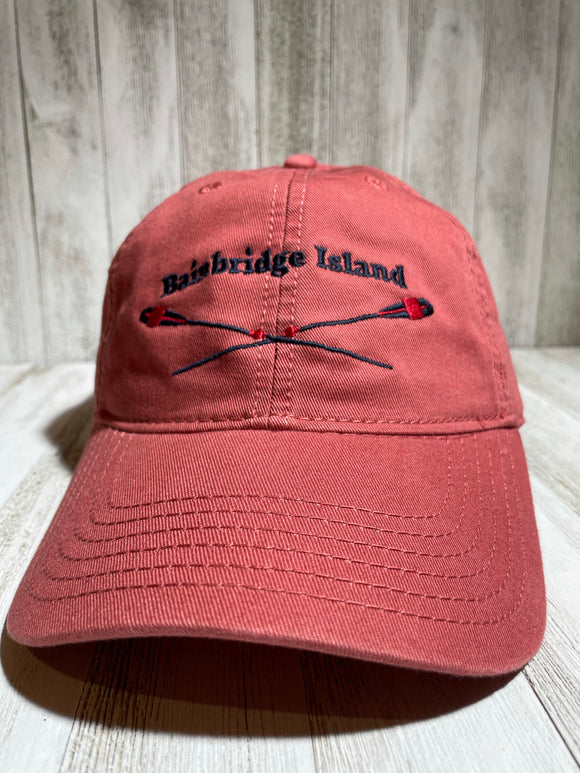 Bainbridge Island Embroidered Hat Oars| Nantucket Red