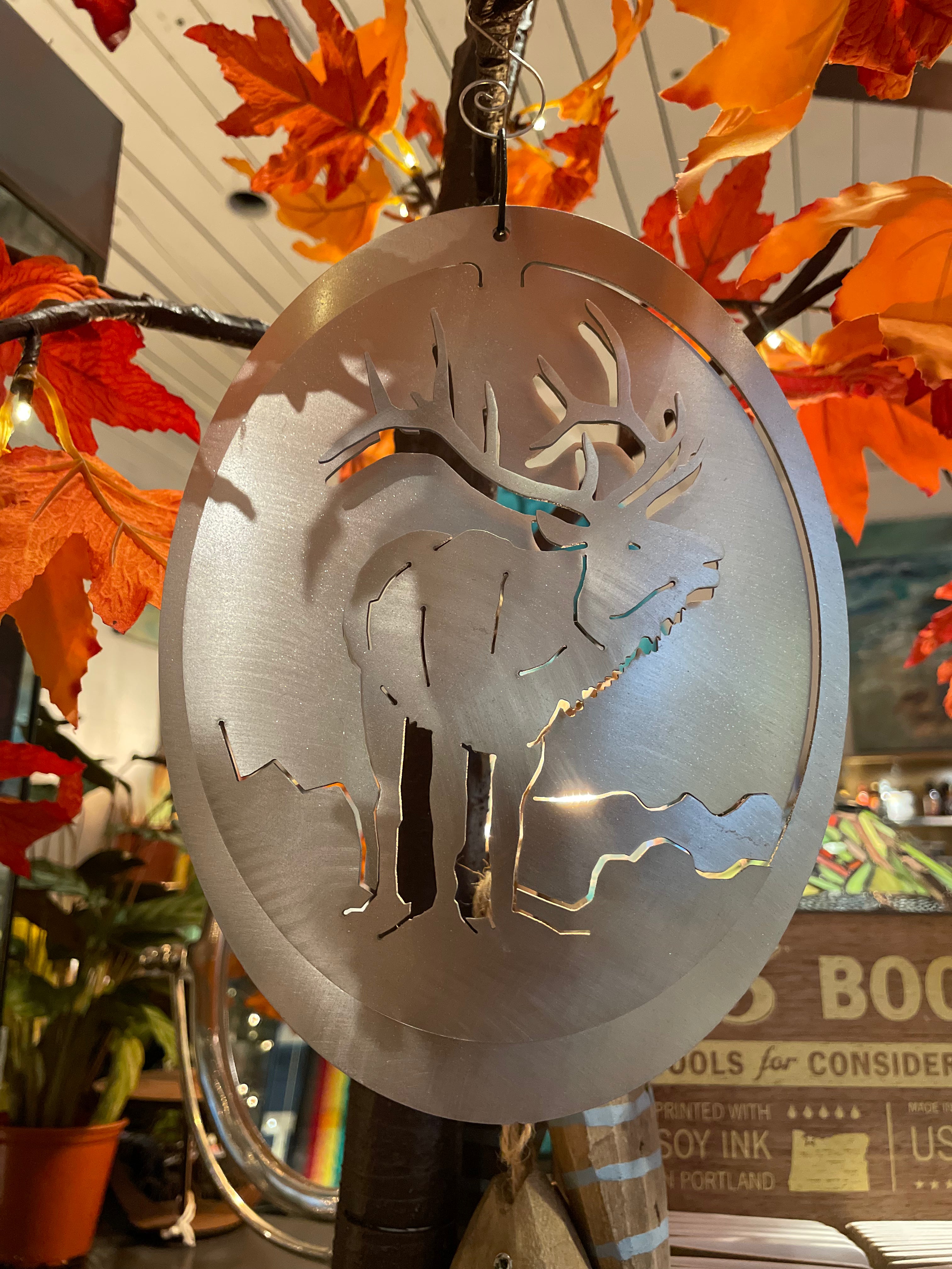 Elk Metal Ornament by Dieter Moenig