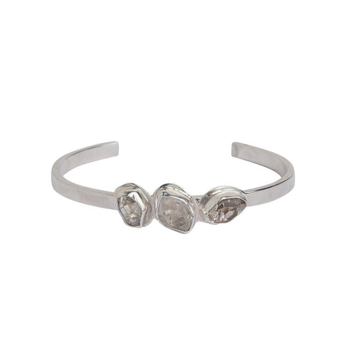 Herkimer Diamond + Sterling Silver Cuff